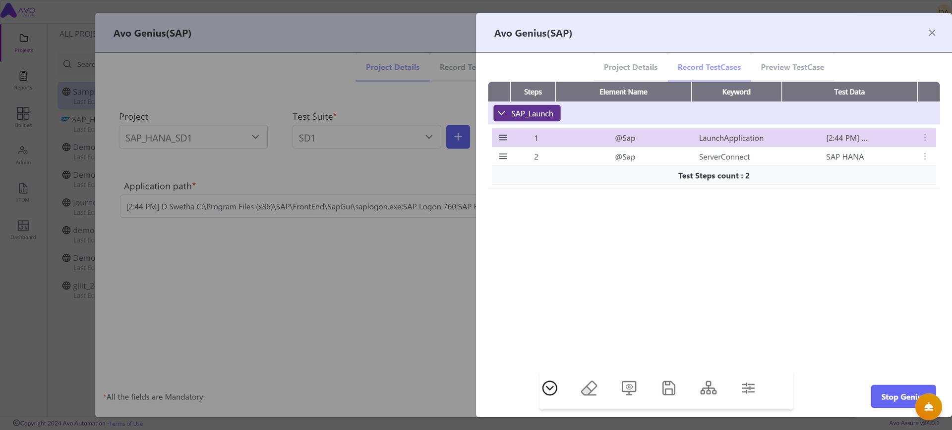 SAP Avo Genius edit Recorded Testcase | Arcade