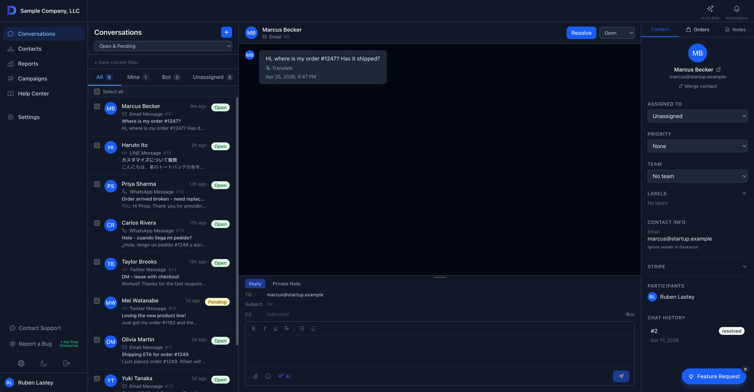 Prévia: demonstração interativa do Deskwoot