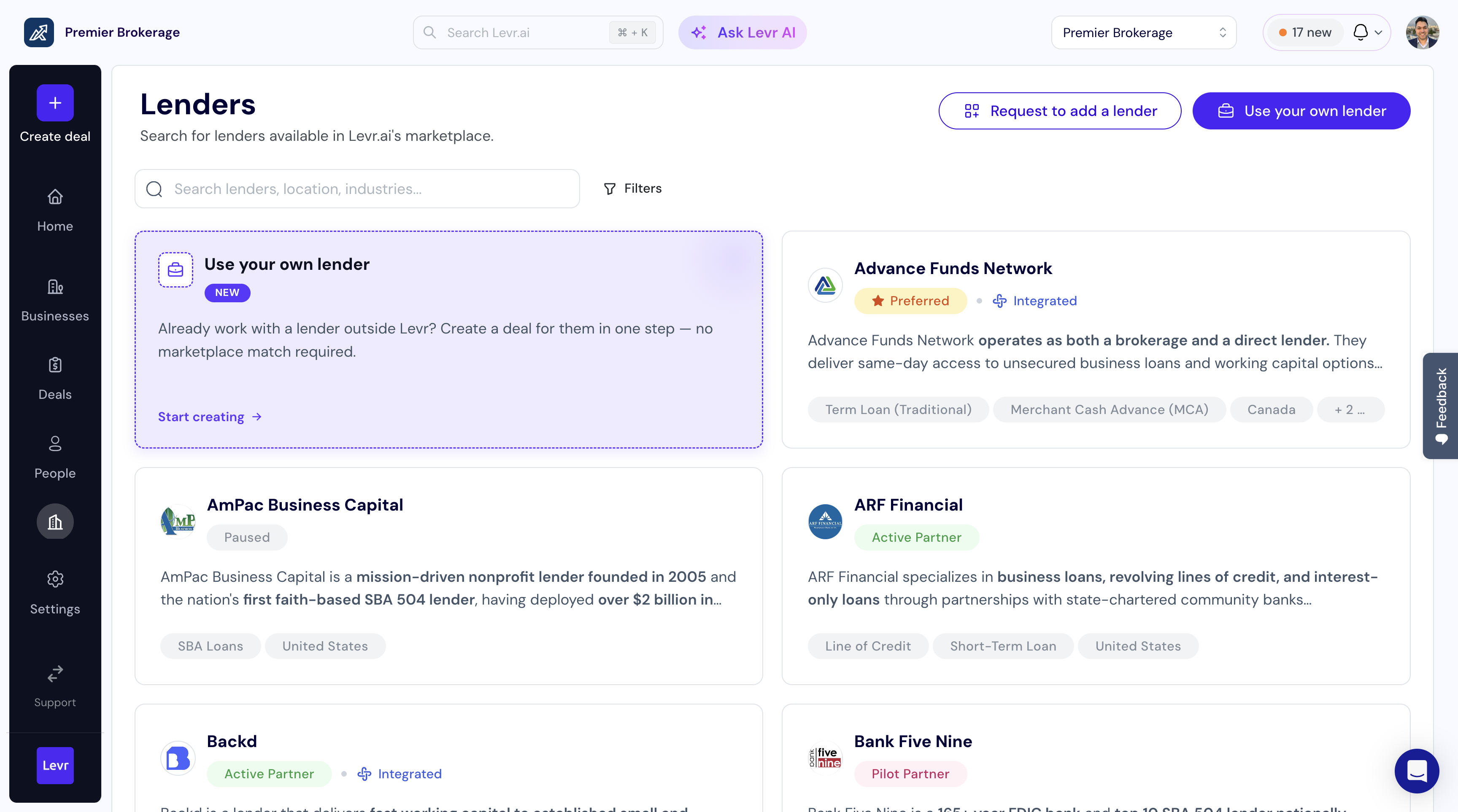 Preview of the published Levr product tour