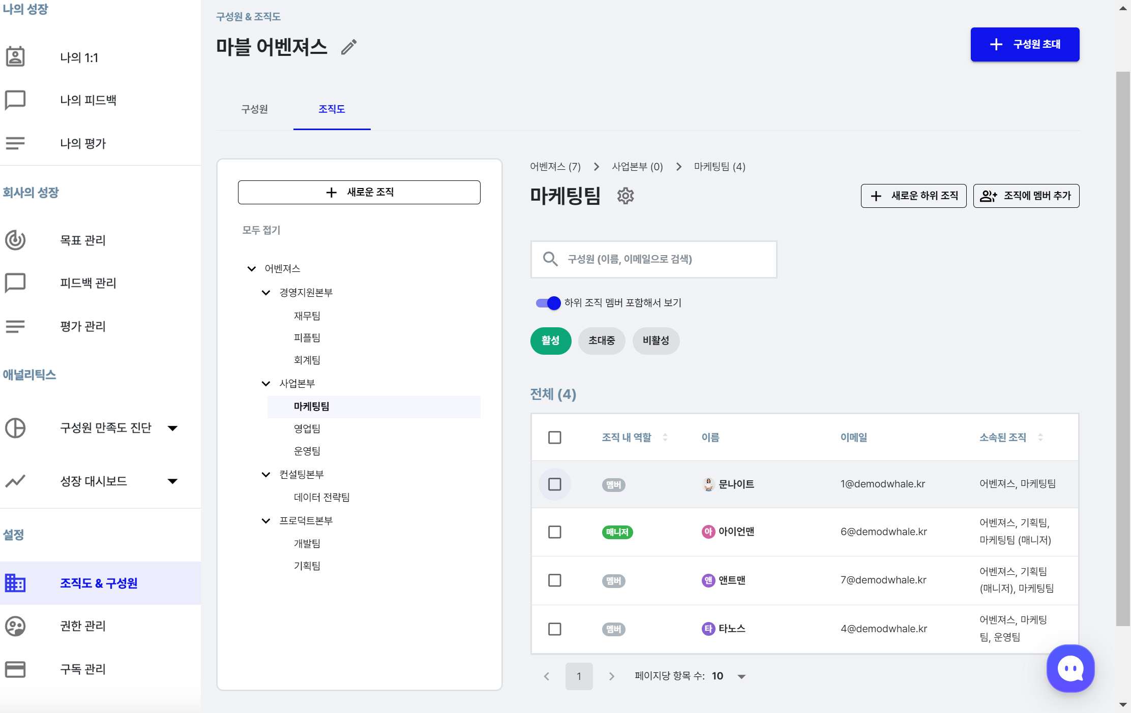 제외시킬 구성원이 속한 조직을 선택해주세요.