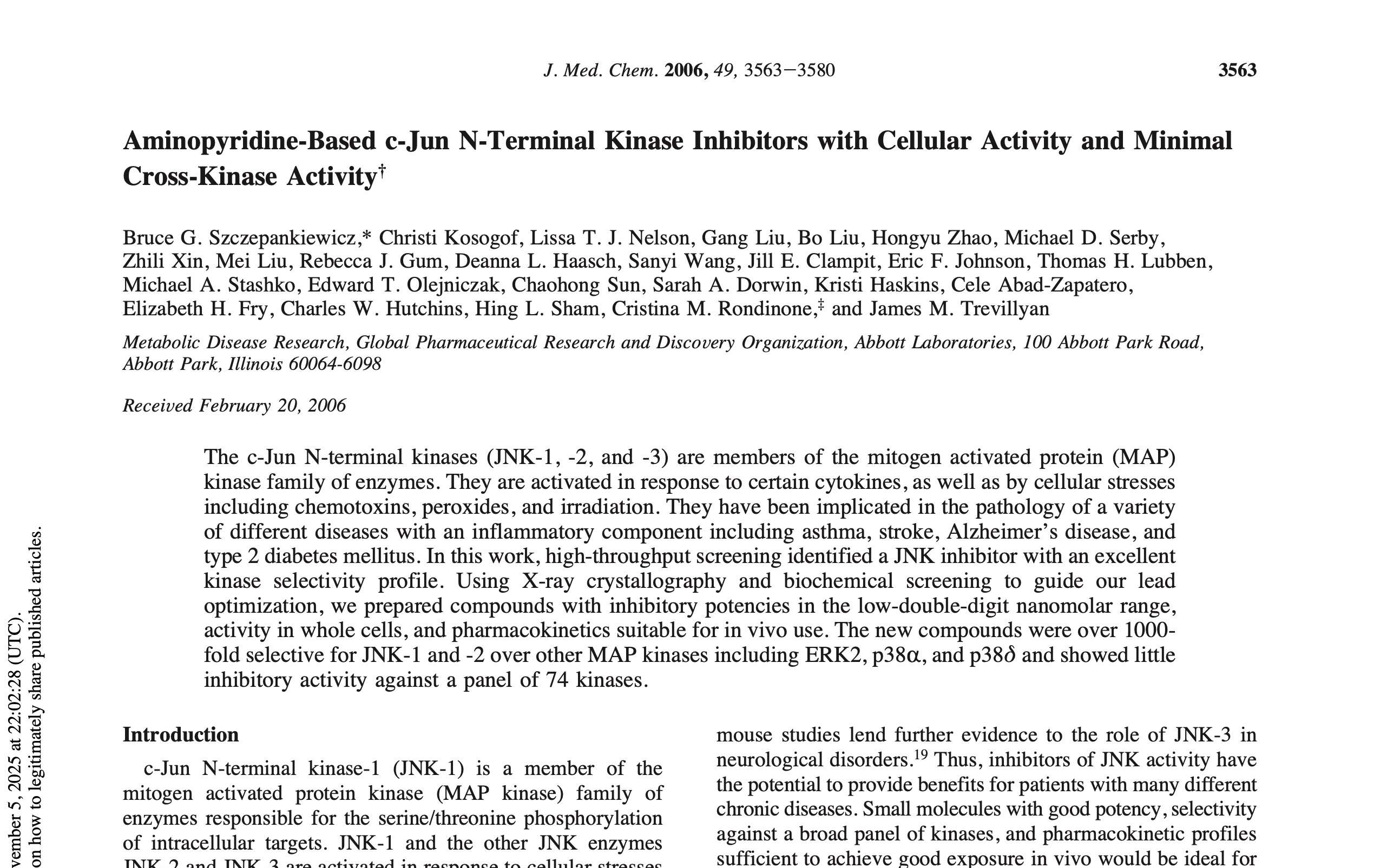 This tutorial demonstrates how to apply pharmacophore-guided docking to dock a series of ligands using information derived from the binding mode of a reference co-crystal structure. 

The case study is based on a research article describing c-Jun N-Terminal Kinase inhibitors.