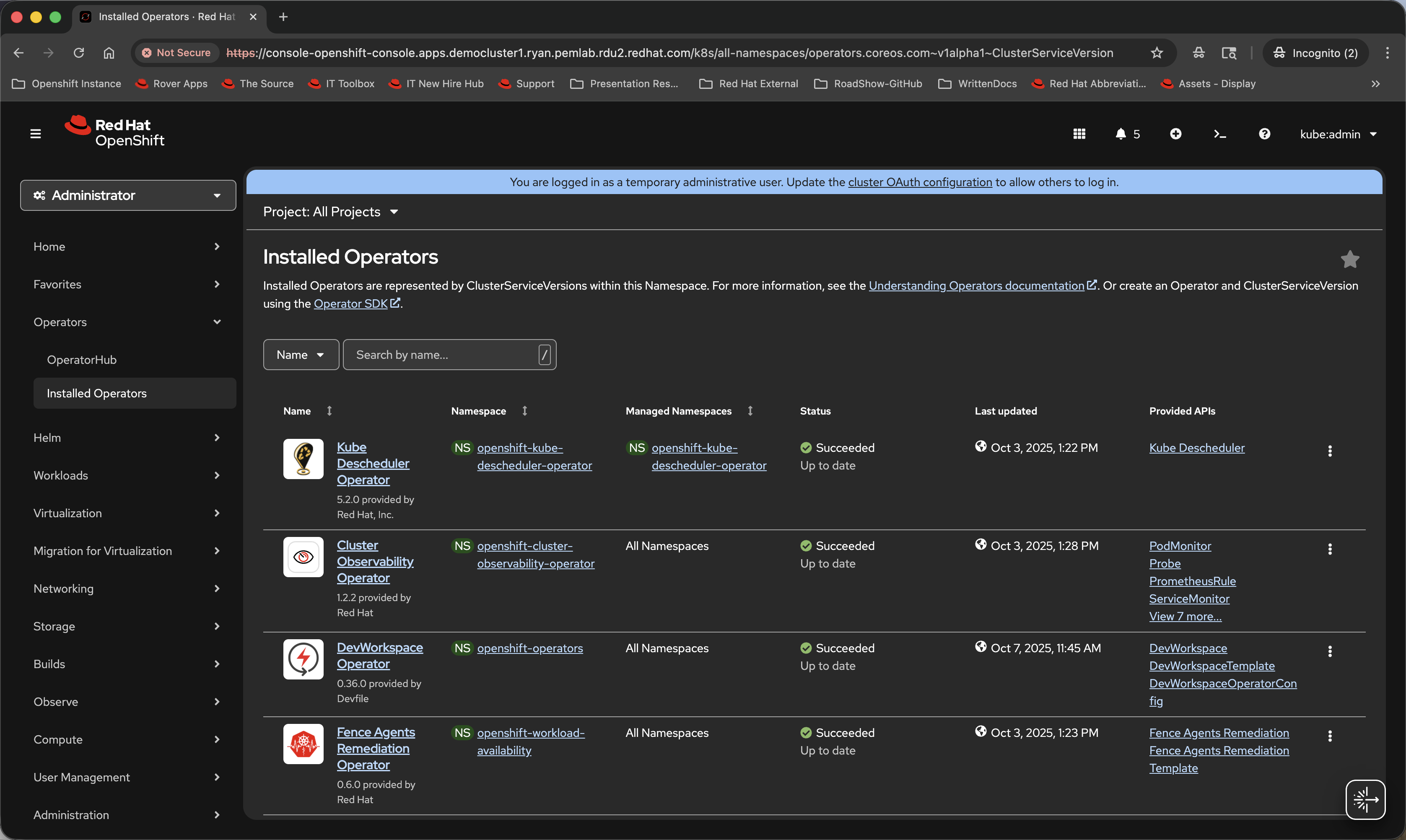 Click the Kube Descheduler Operator to start managing advanced pod scheduling activities.