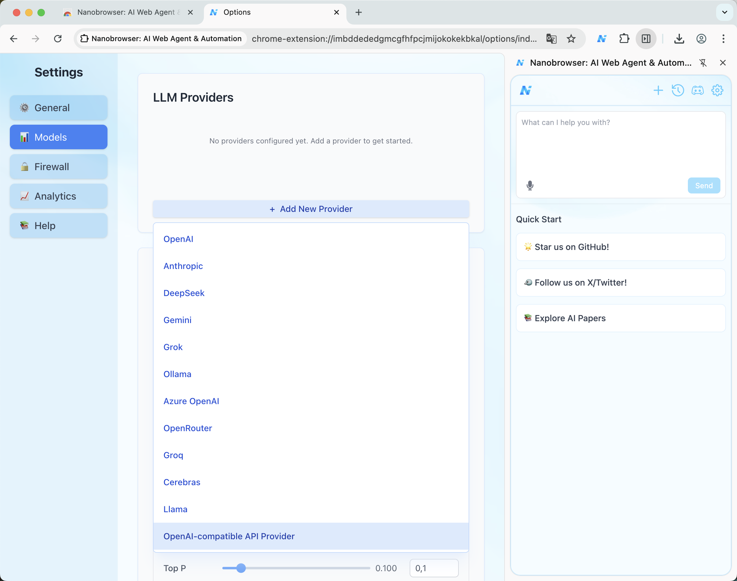 Choose the OpenAI-compatible API Provider option