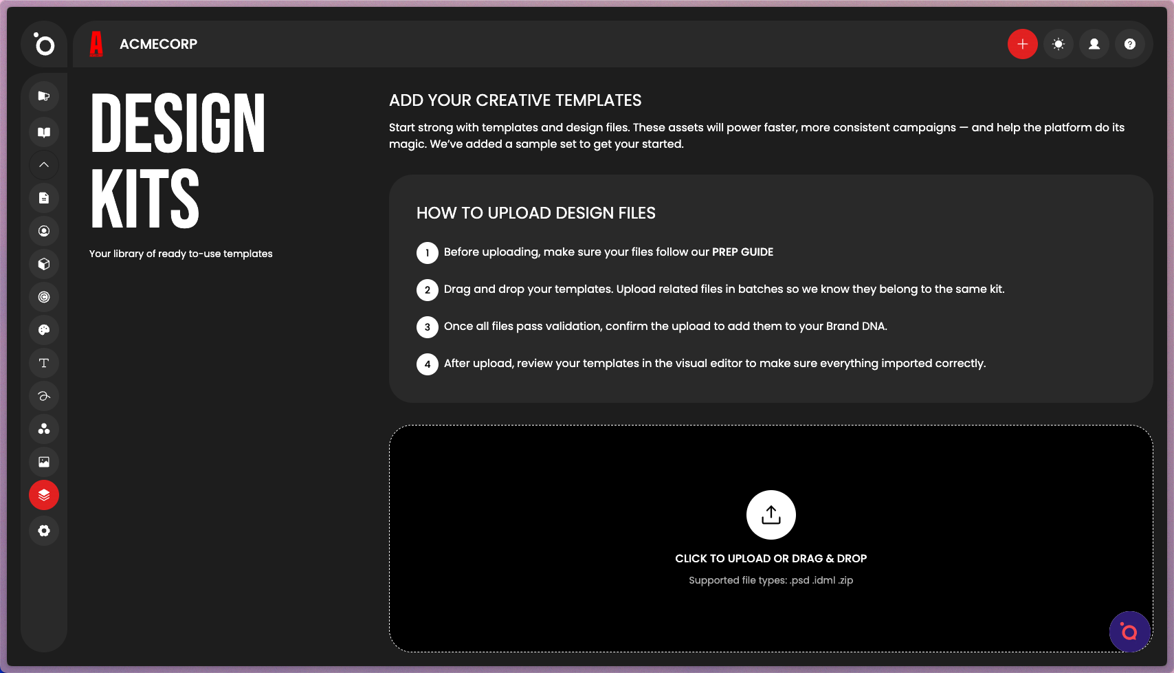 Clicking the upload icon.
