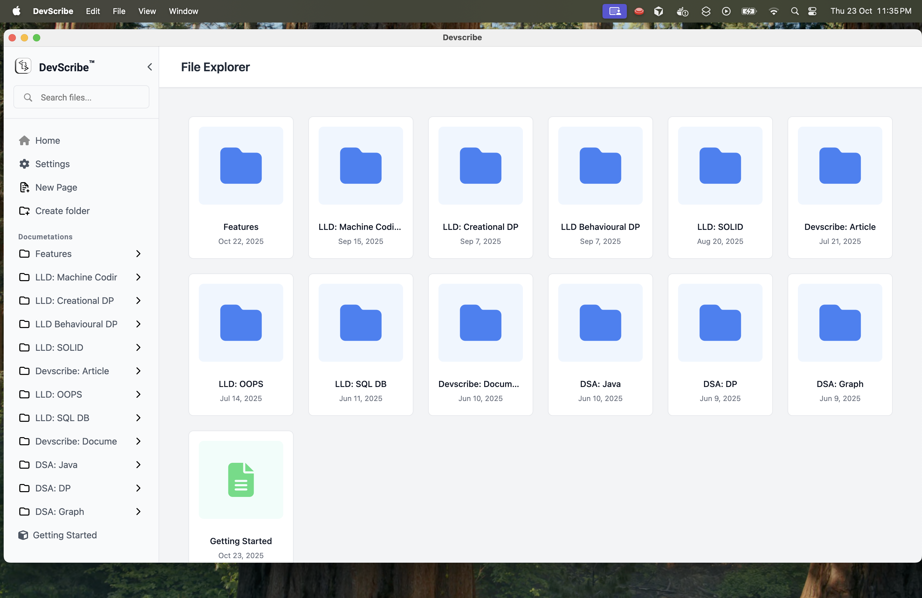 Start by creating a new page for your DevScribe document.
