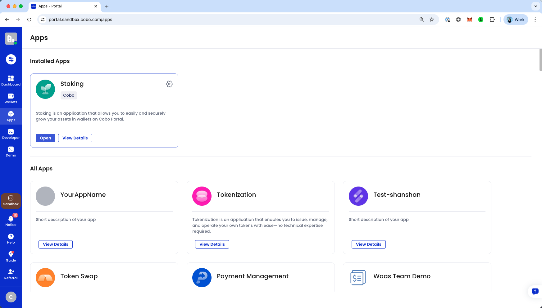 Navigate to "Apps" and install "Staking".