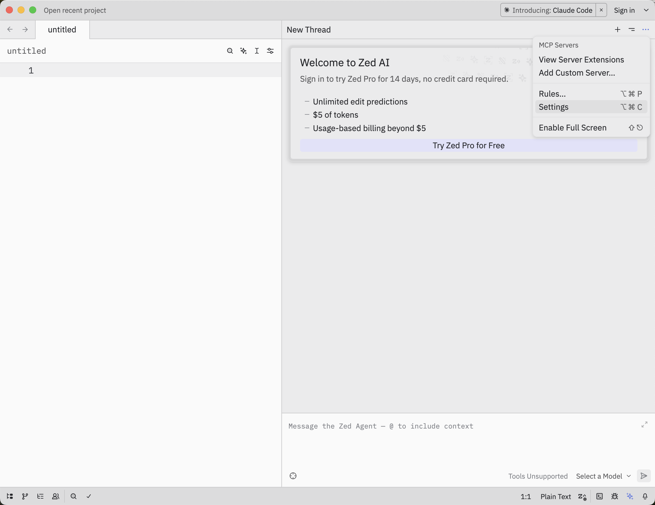 Select Settings from the dropdown