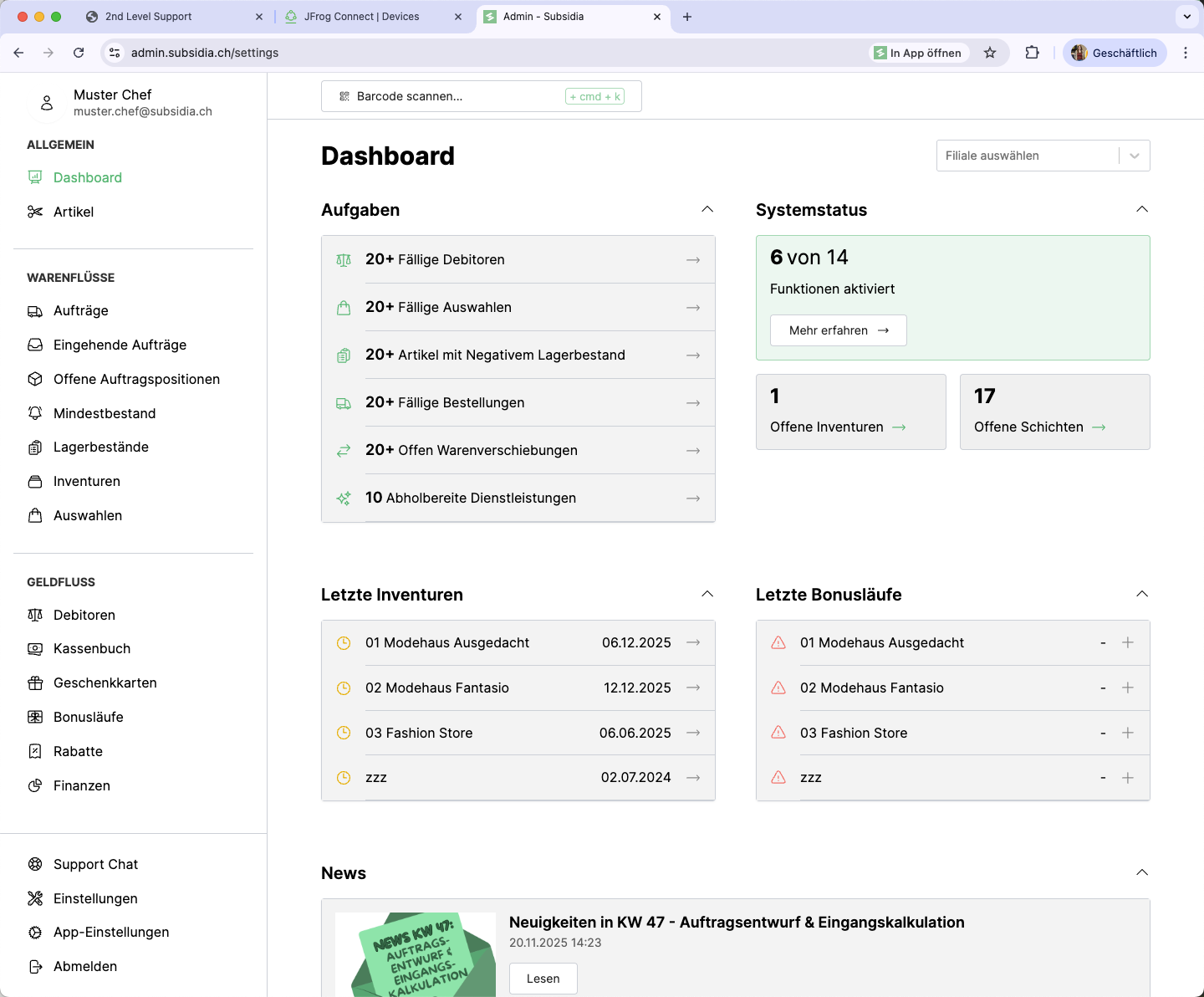 Gehe zu Einstellungen