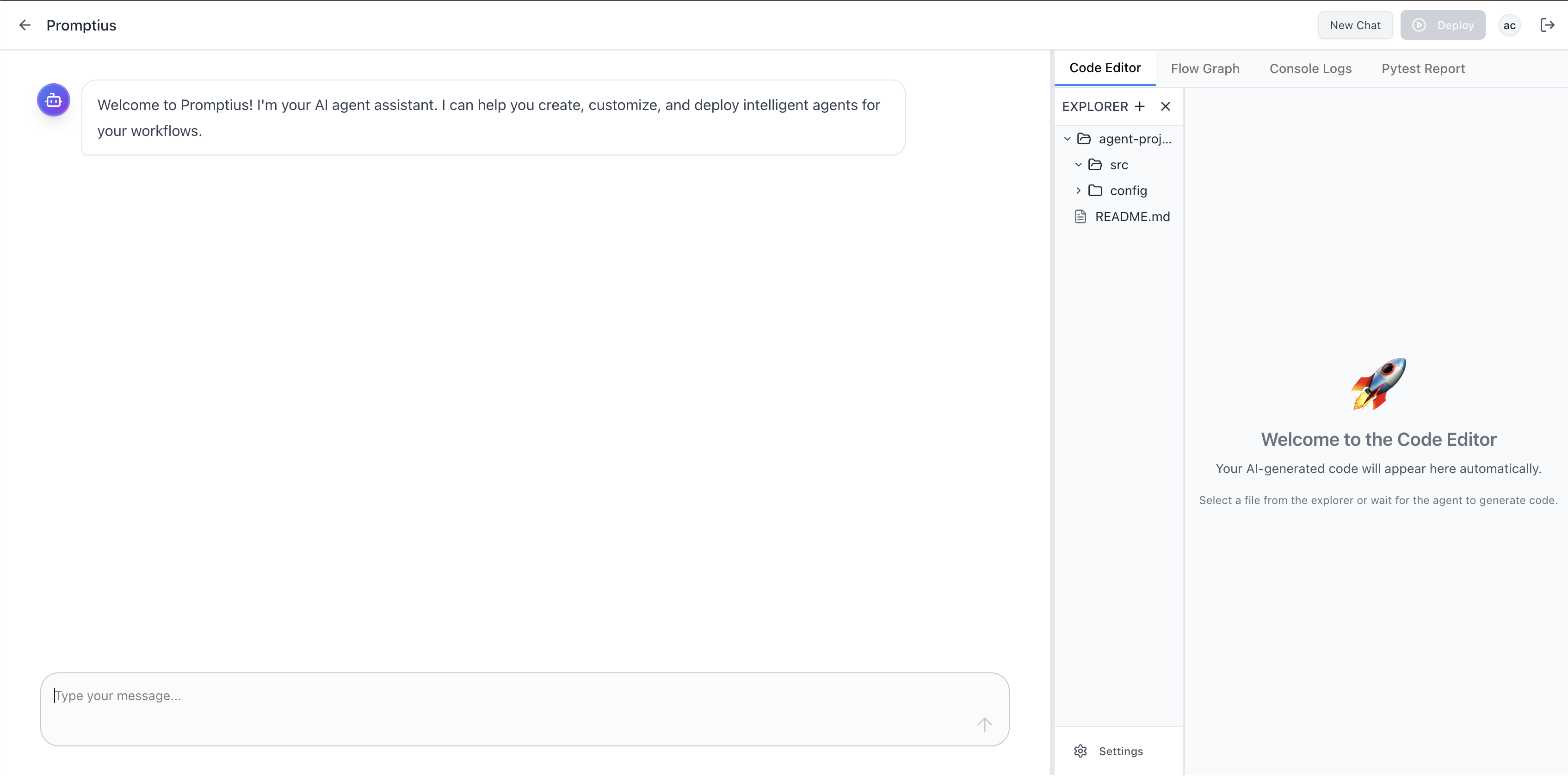 Start by typing your request or workflow instructions in the message box below.