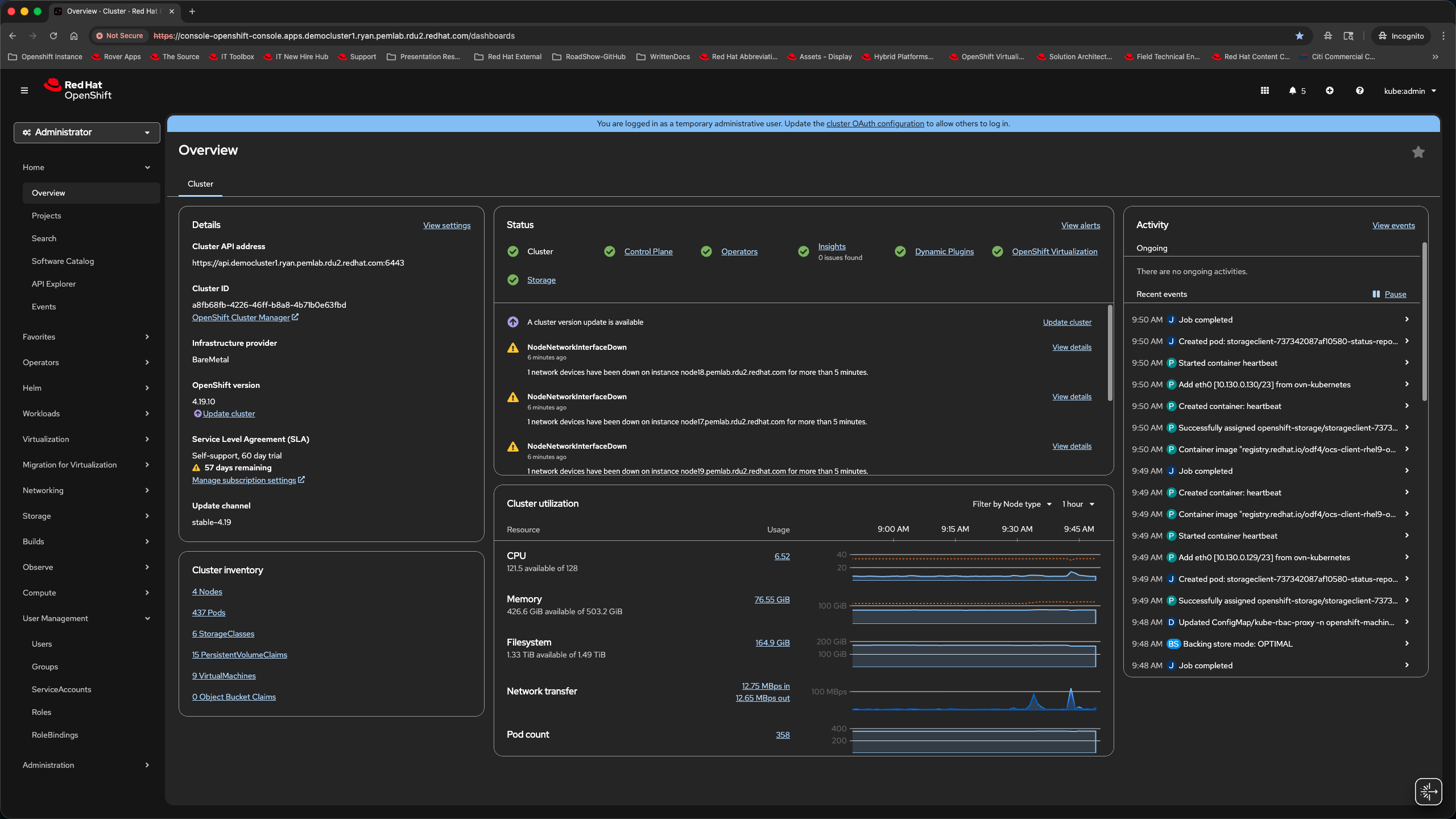 Access the Projects section to view all OpenShift projects and their resources.