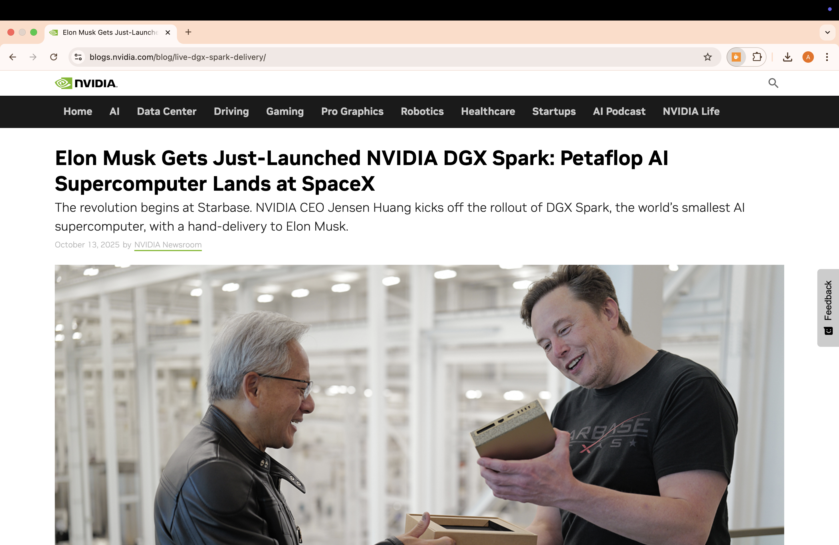Browse to any news article.