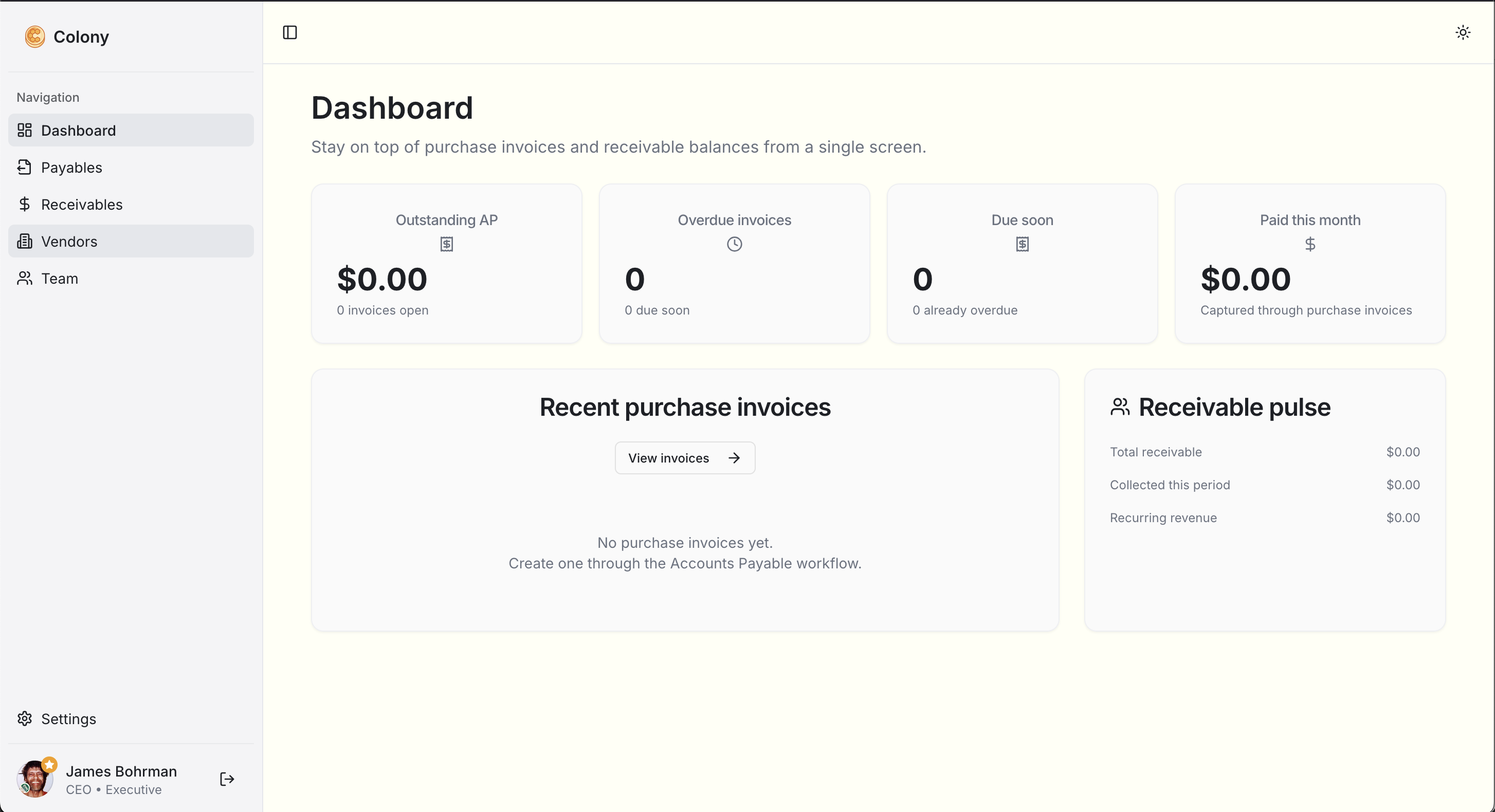 Access the Vendors section to manage your supplier relationships.