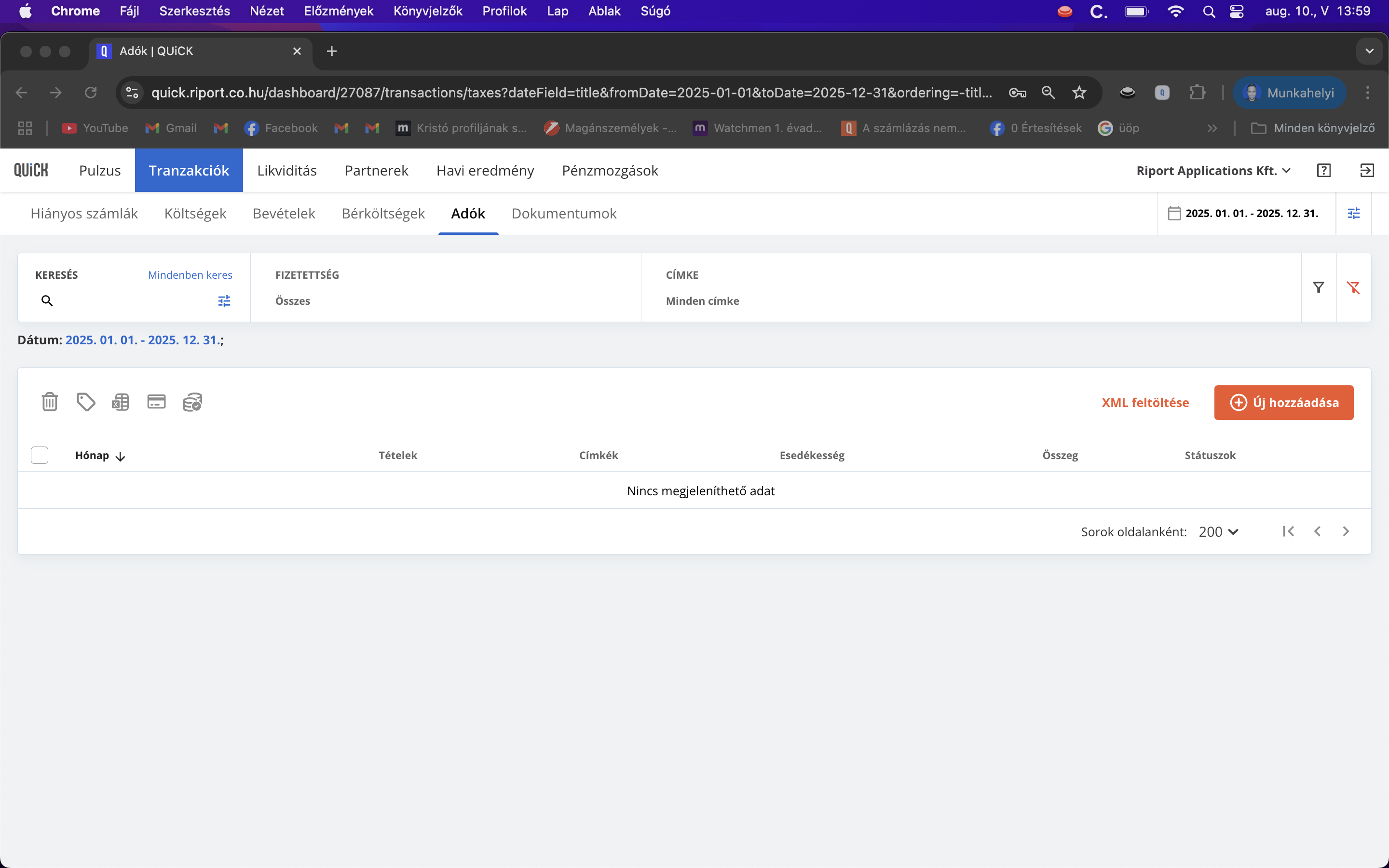 A QUiCK-ben kétféleképpen vihetsz fel adókat: Kézi rögzítéssel, vagy importtal a felületen. API-n keresztül, ha más rendszerből küldöd be.Most a felületi lehetőségeket nézzük meg.