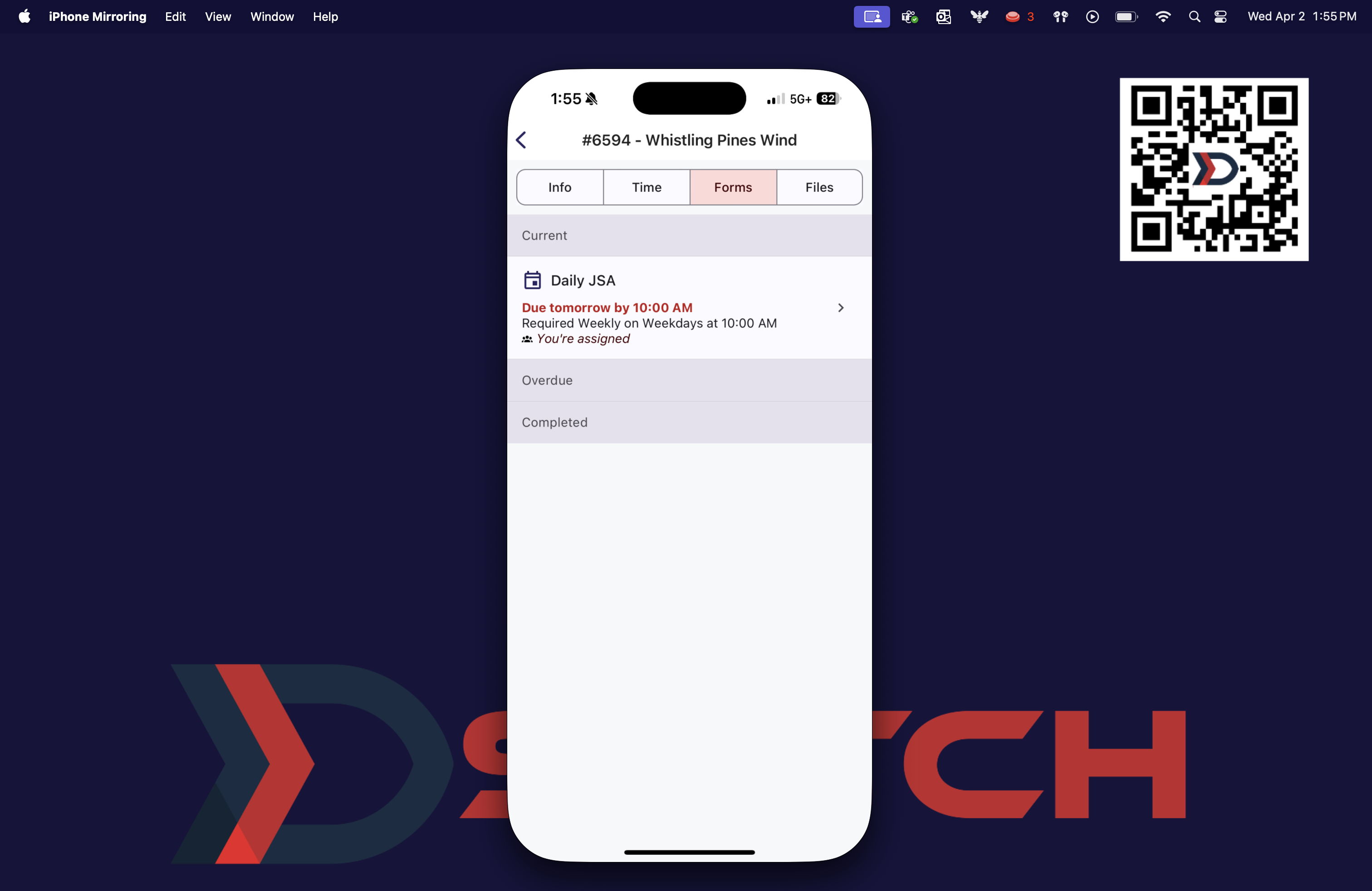 Tap the Forms Tab