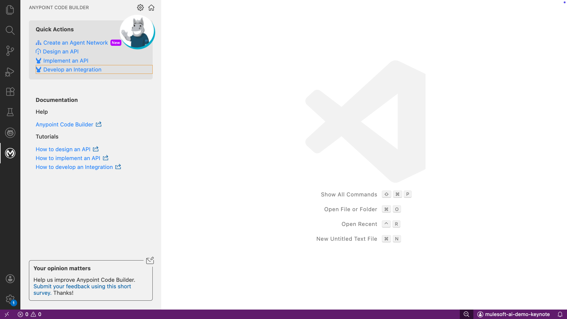 Start by creating a new integration project