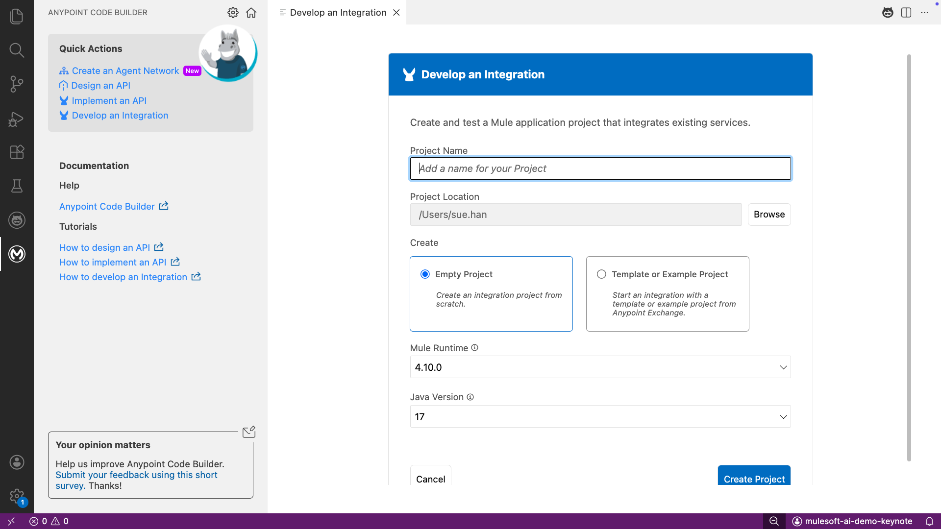 Create a unique project name