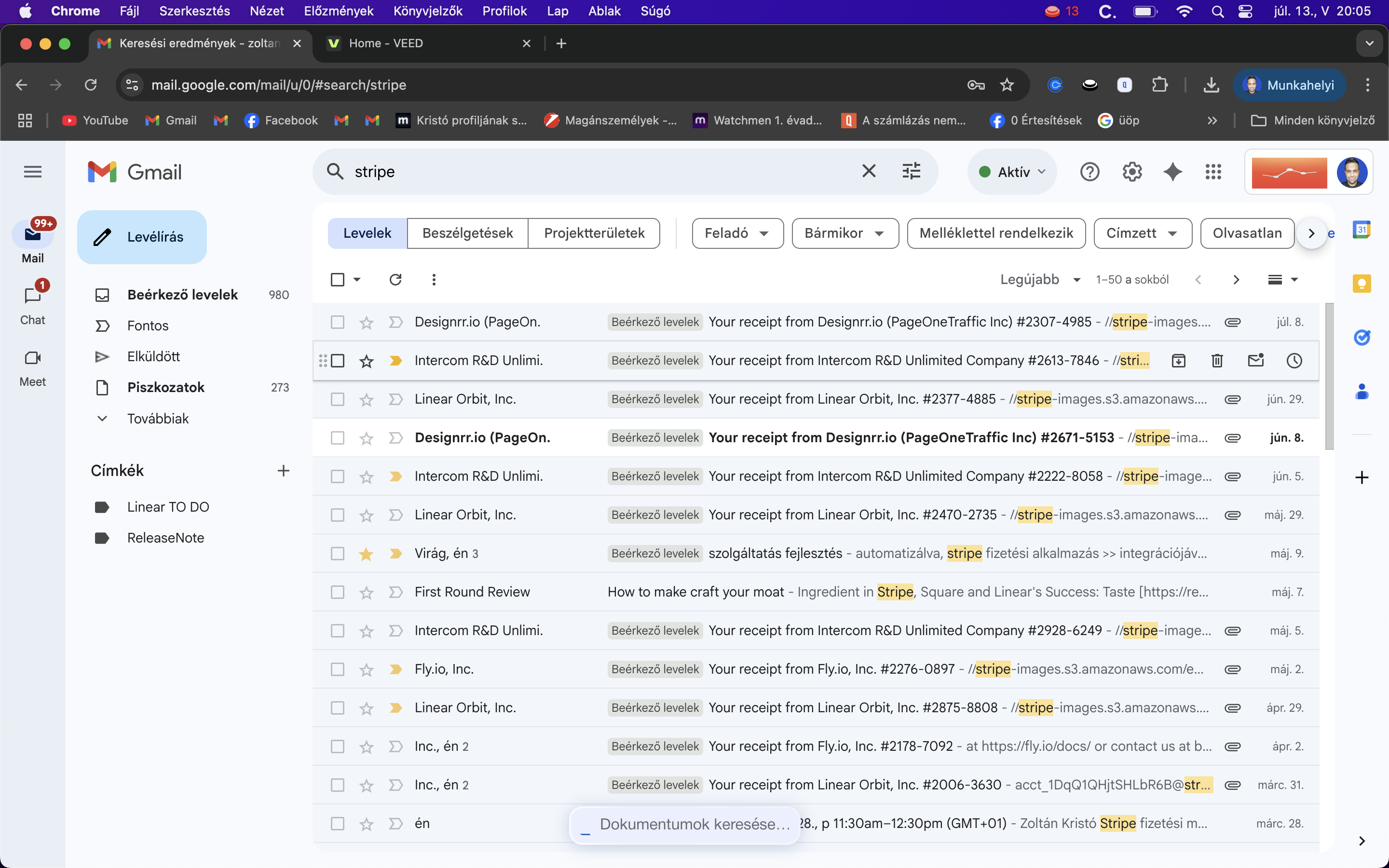📧 megérkezik egy e-mail, amiben számla van.