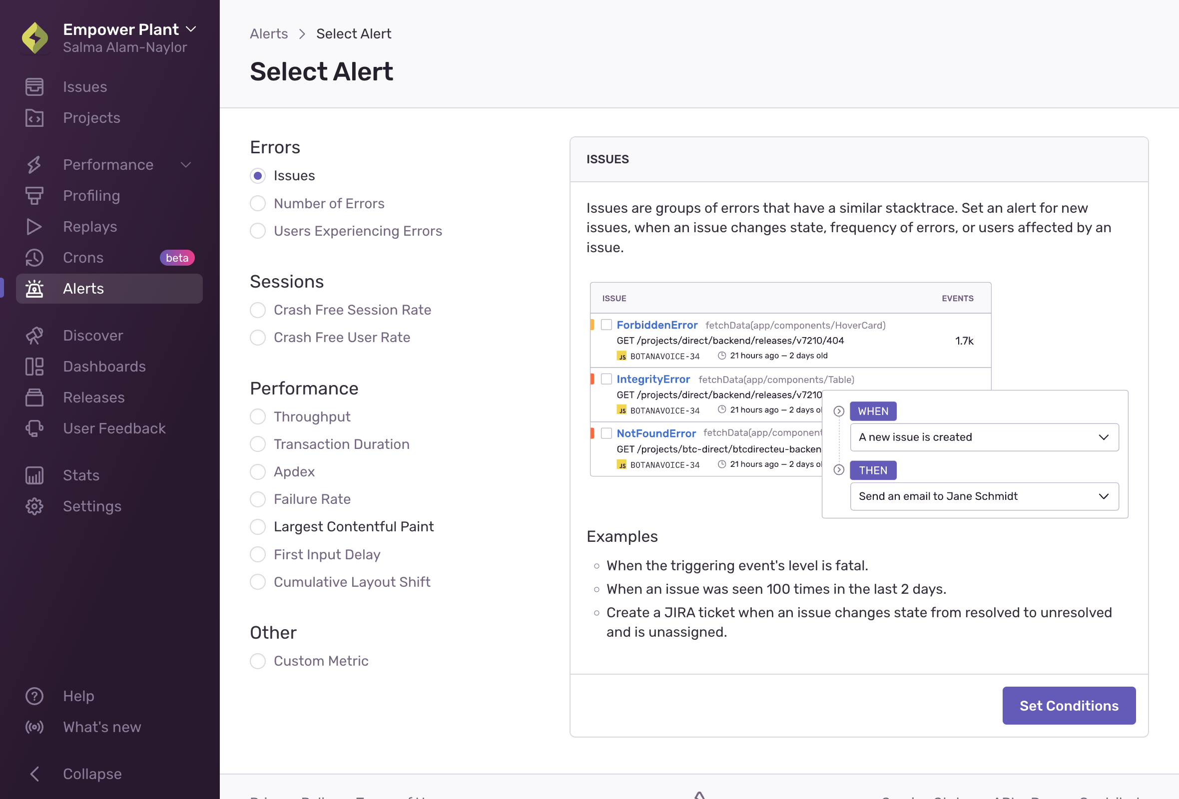 Select your performance metric