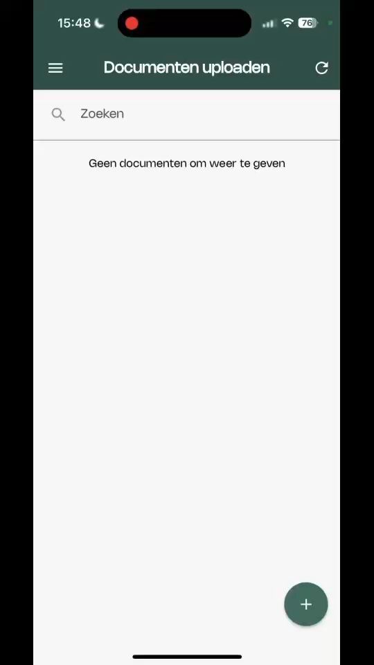 Begin met uploaden door te klikken op het **plus** icoon