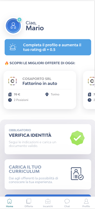 Per poter lavorare con Jobby dovrai completare la verifica della tua identità.