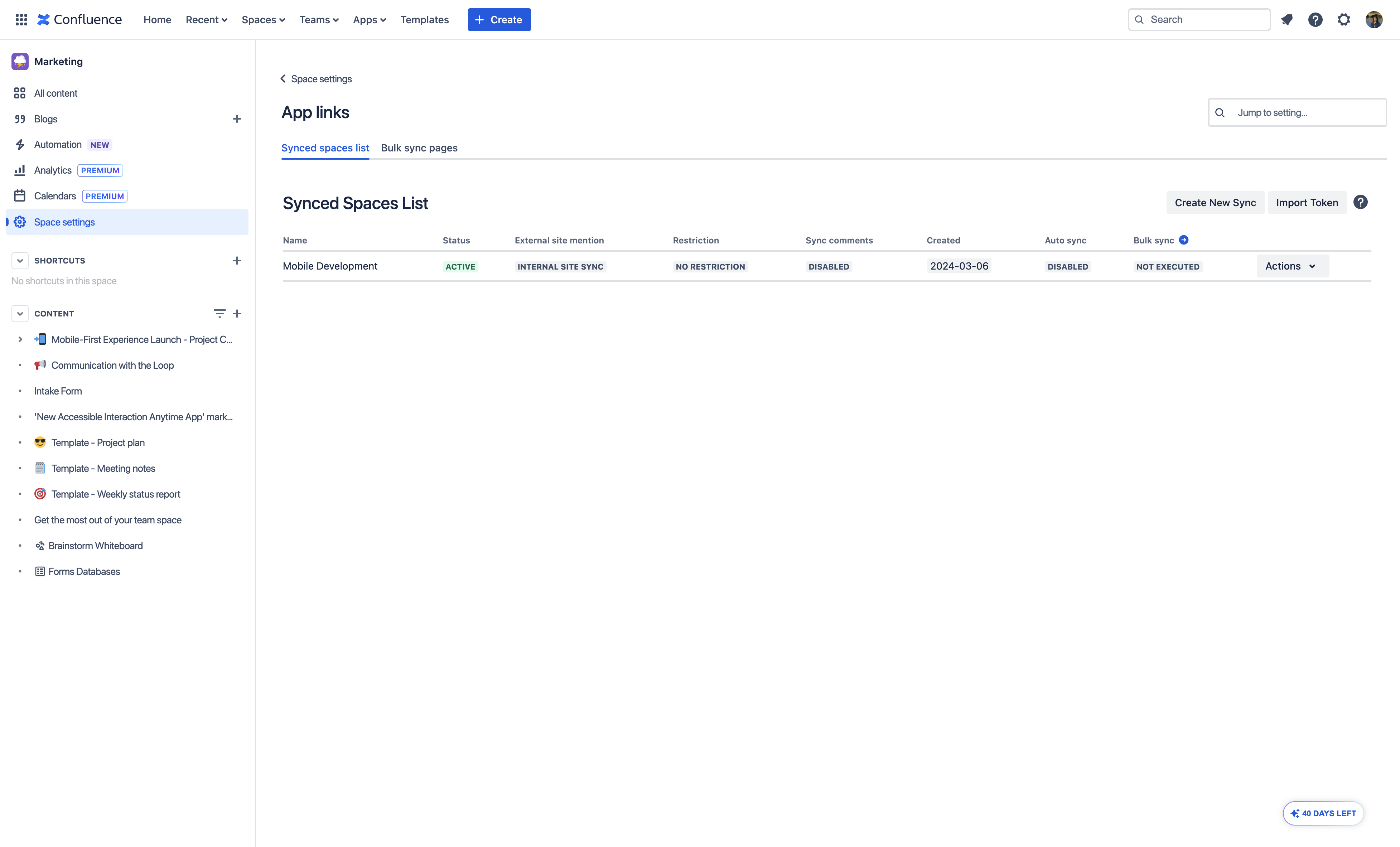 Open sync configuration