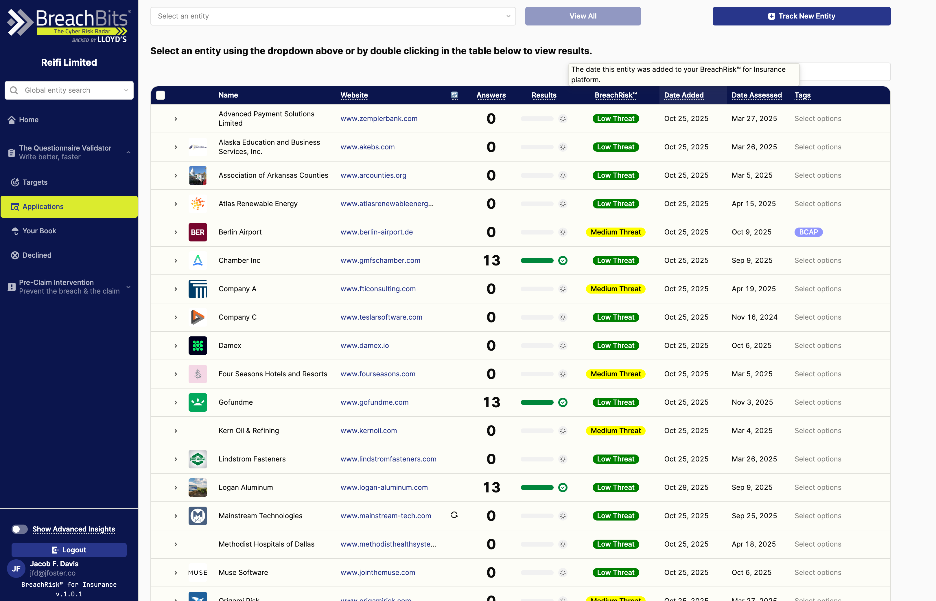 Use the search input box to quickly find a specific entity by name or keyword across all columns.