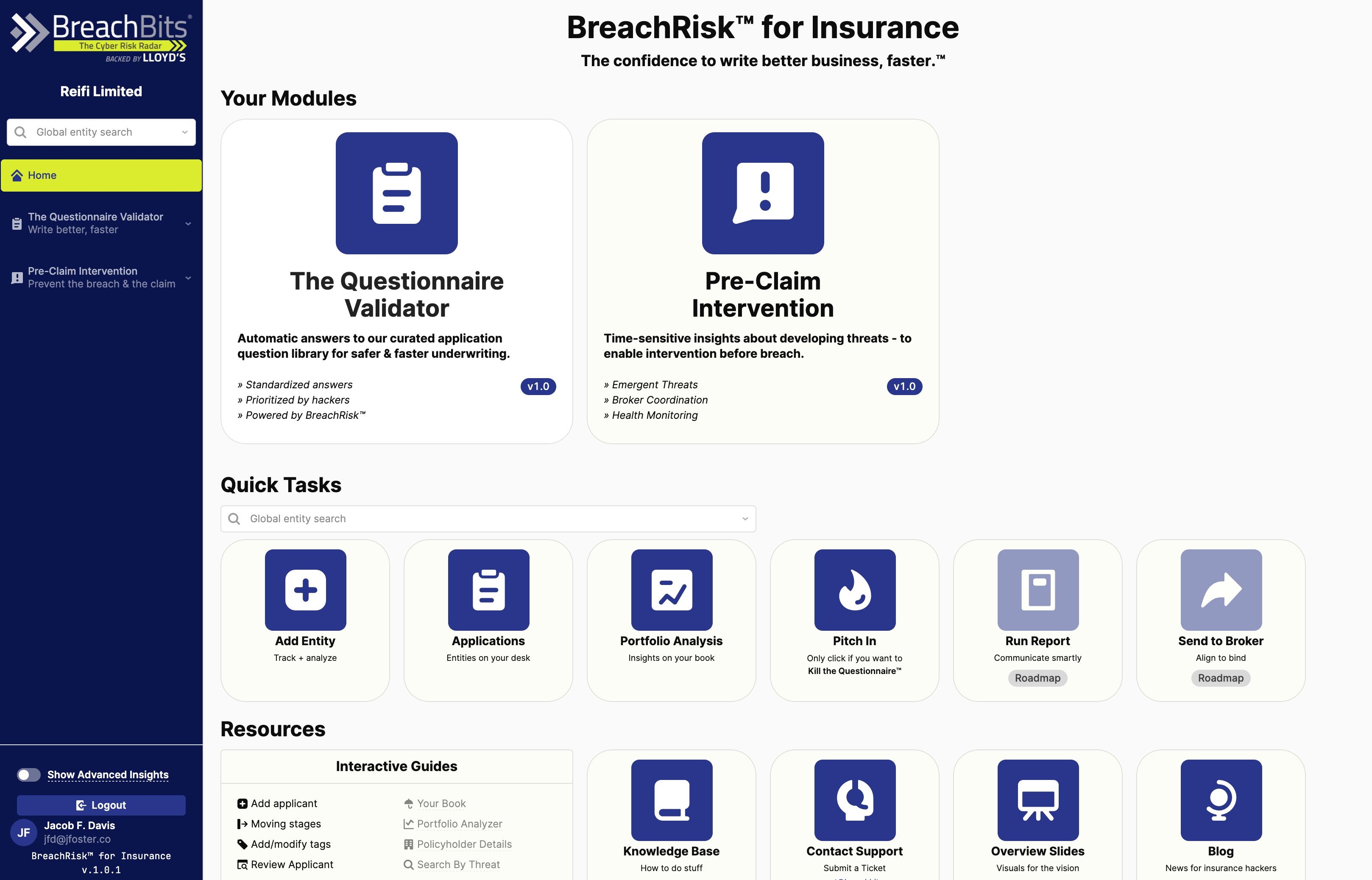 Select the Questionnaire Validator module to begin sorting and filtering entities.