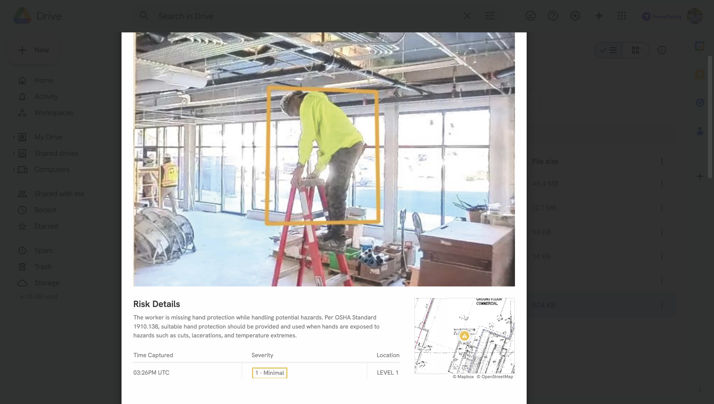 Safety AI automatically analyzes your 360 walks and documents OSHA hazards in a PDF report within hours