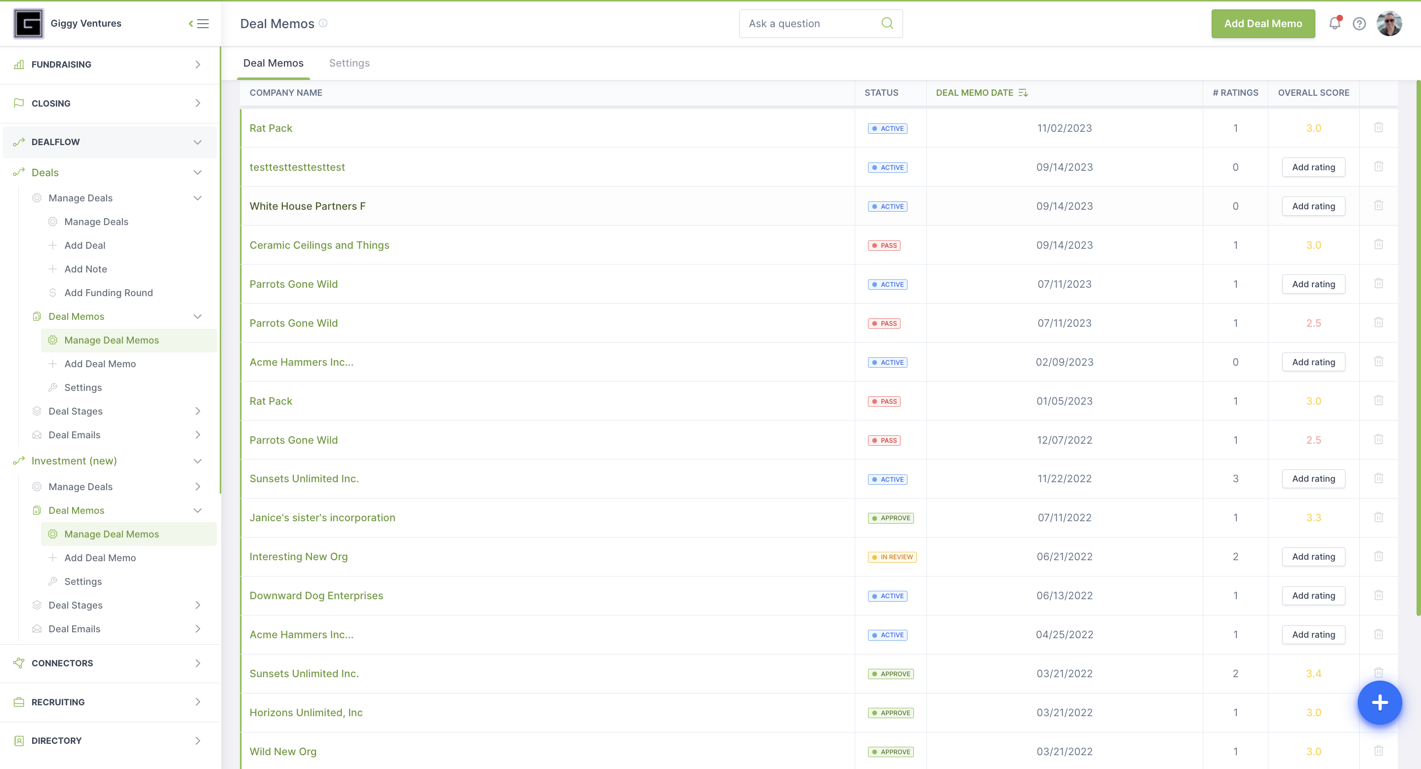 Select the Deal Memo you want to attach a term sheet to