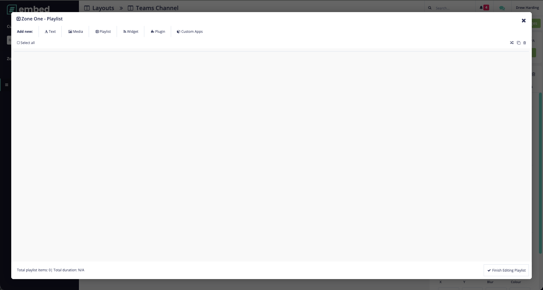 Start by adding a new widget to your digital signage playlist.