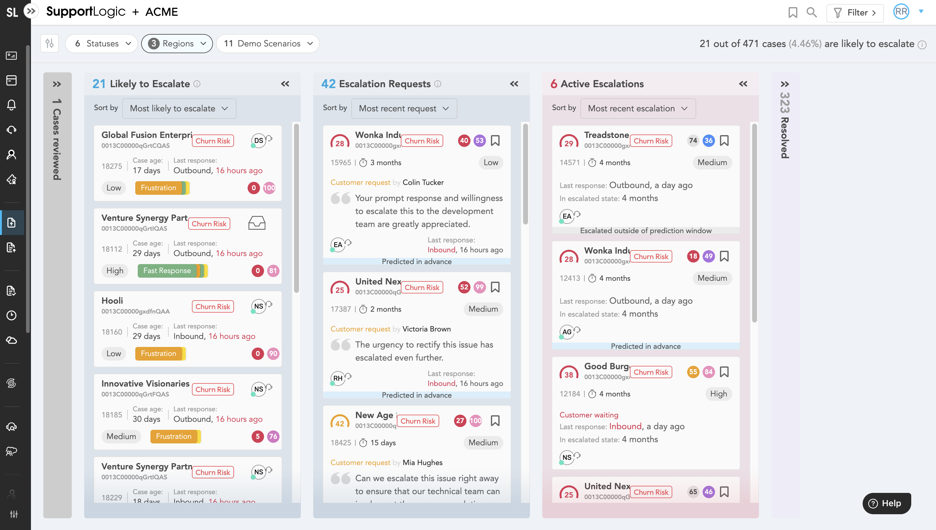 NLP and machine learning AI models analyze your actual case history and can predict which are likely to escalate.

Escalation Agent is used by brands like Salesforce, Coveo, and Databricks to cut their escalation rates and keep them low.
