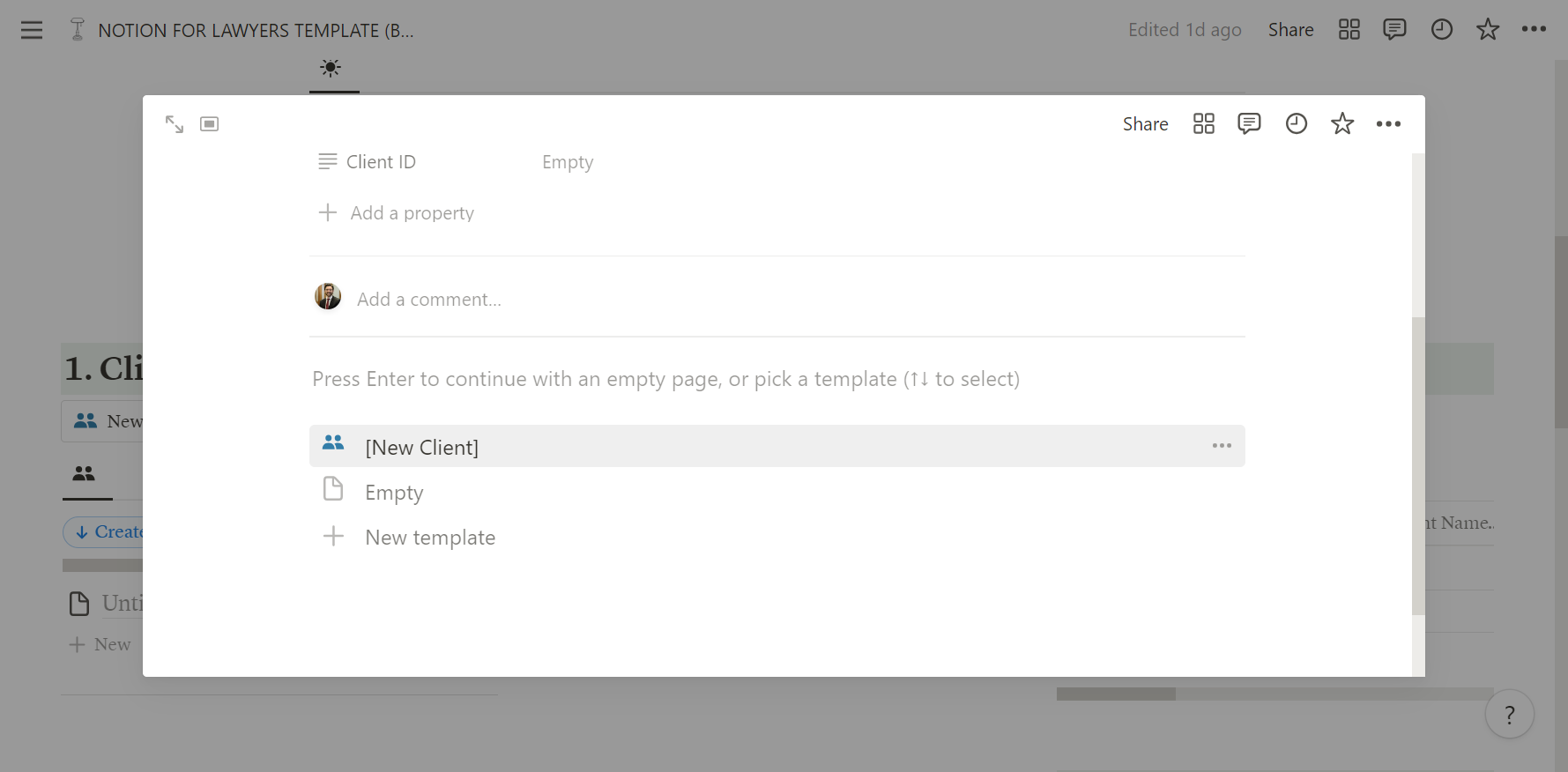 Click here to create your new Client or Project folder. 