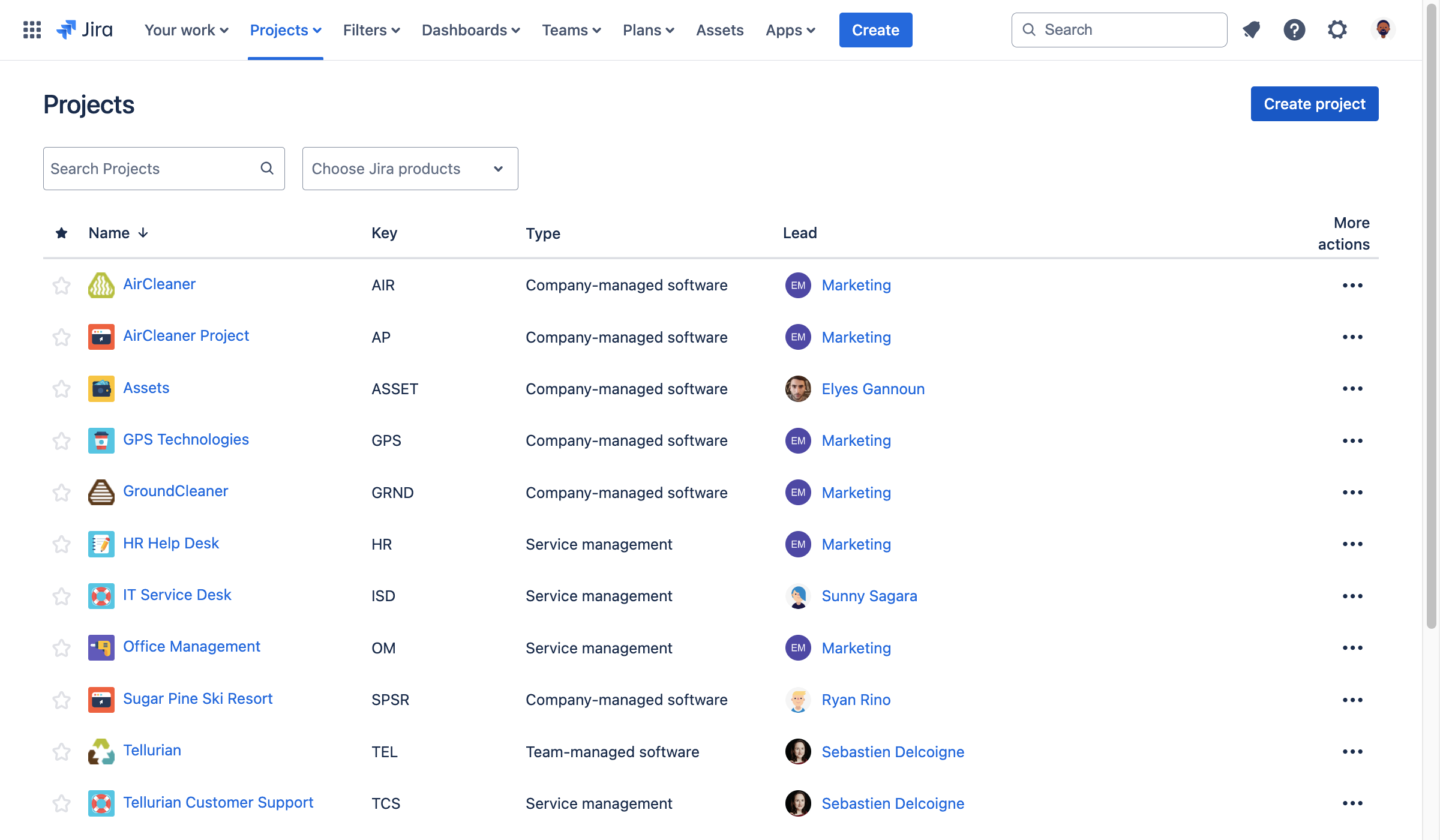 Robert initializes this new client project by creating a new Jira project.