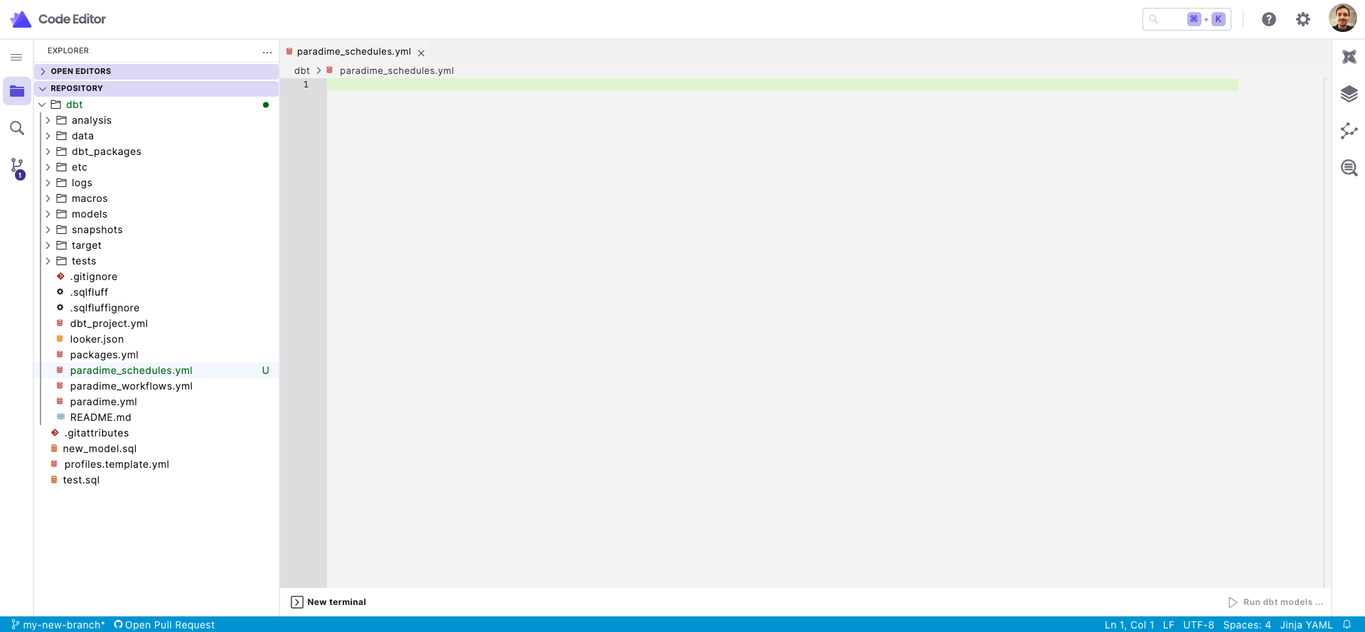 Add your first dbt pipeline configurations.