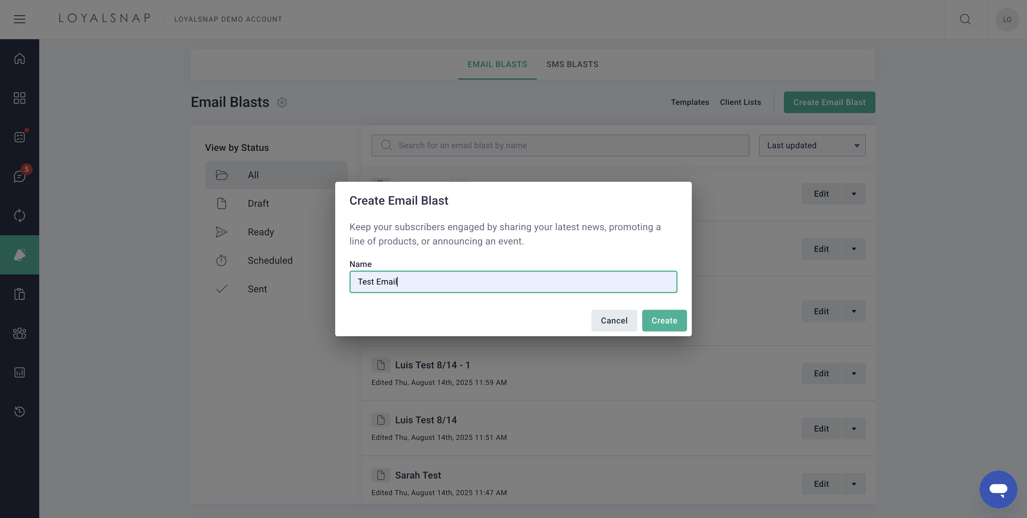 Choose a name and click "Create" to go to the editing page. 