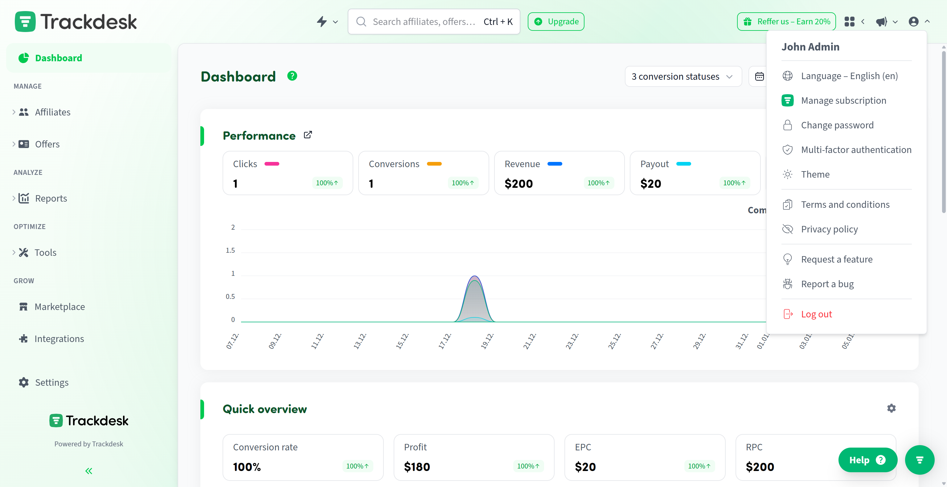 Open the user menu in the upper right corner and select “Multi-factor authentication”. You will be redirected to account settings.