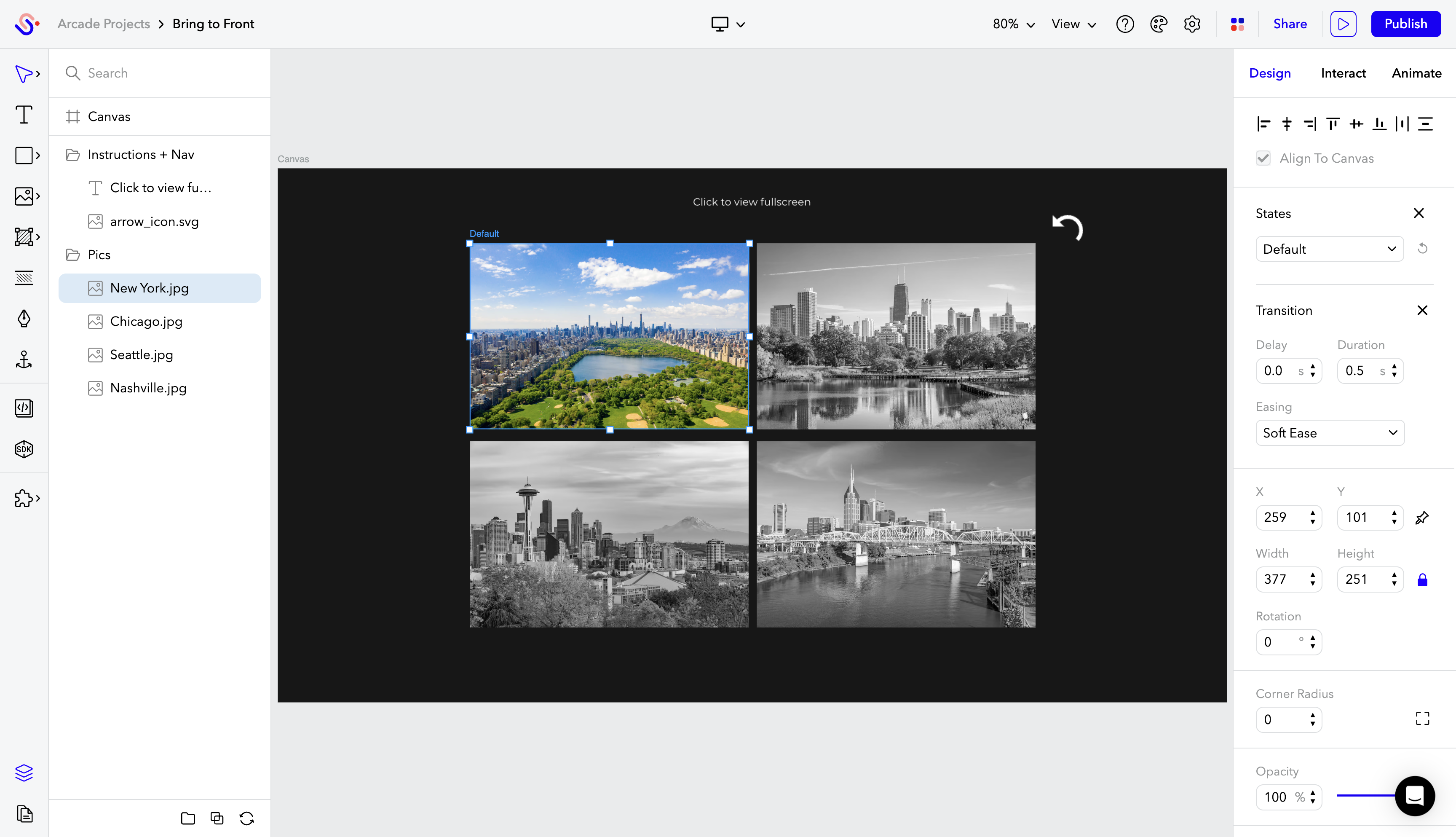 Here you can set the default size of your image. 