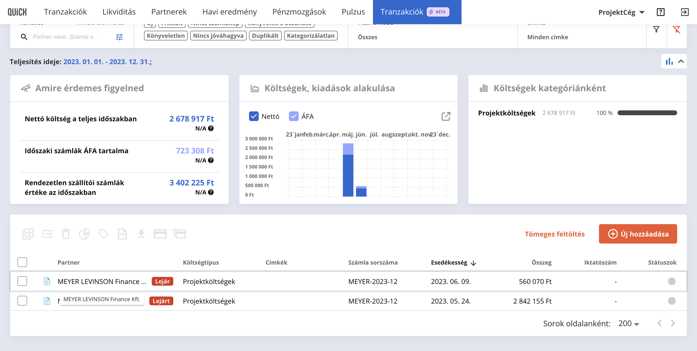 Nyisd meg ezt a projekt számlát