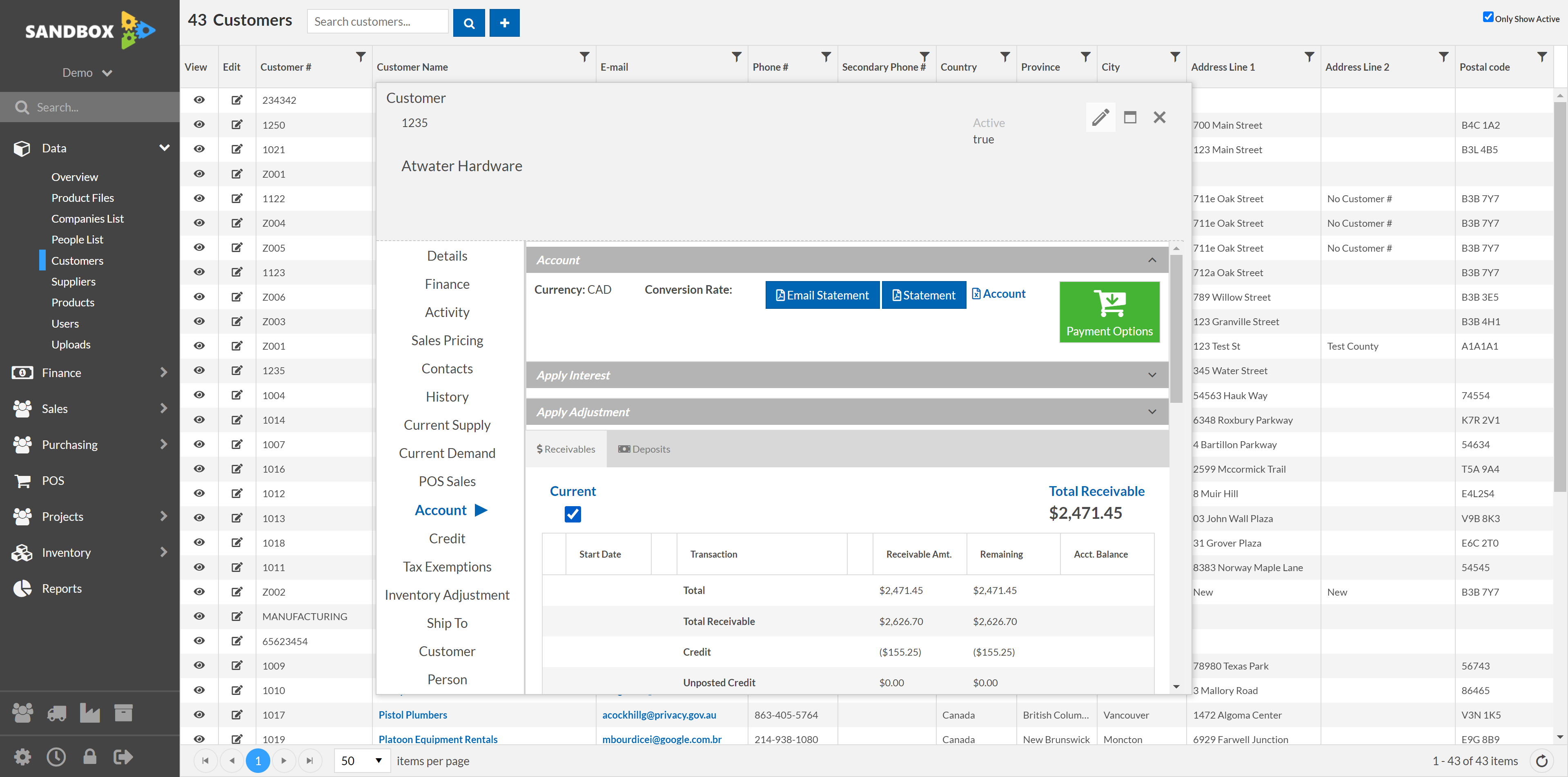 Click Account to download excel formatted open transactions (with Current checked)