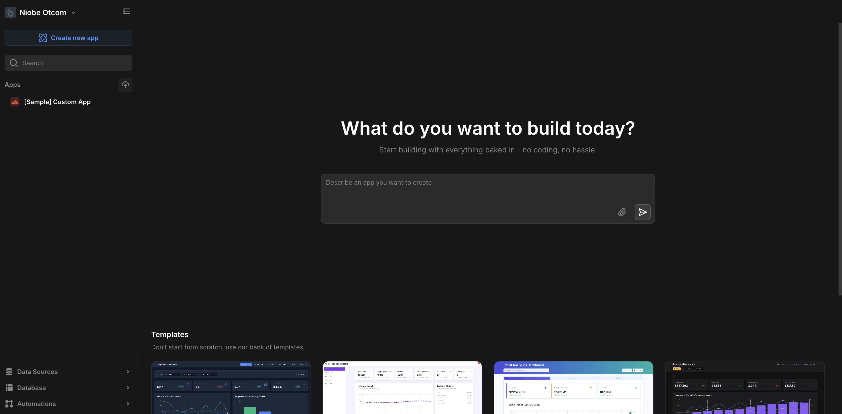 Start here and select from a number of available templates
