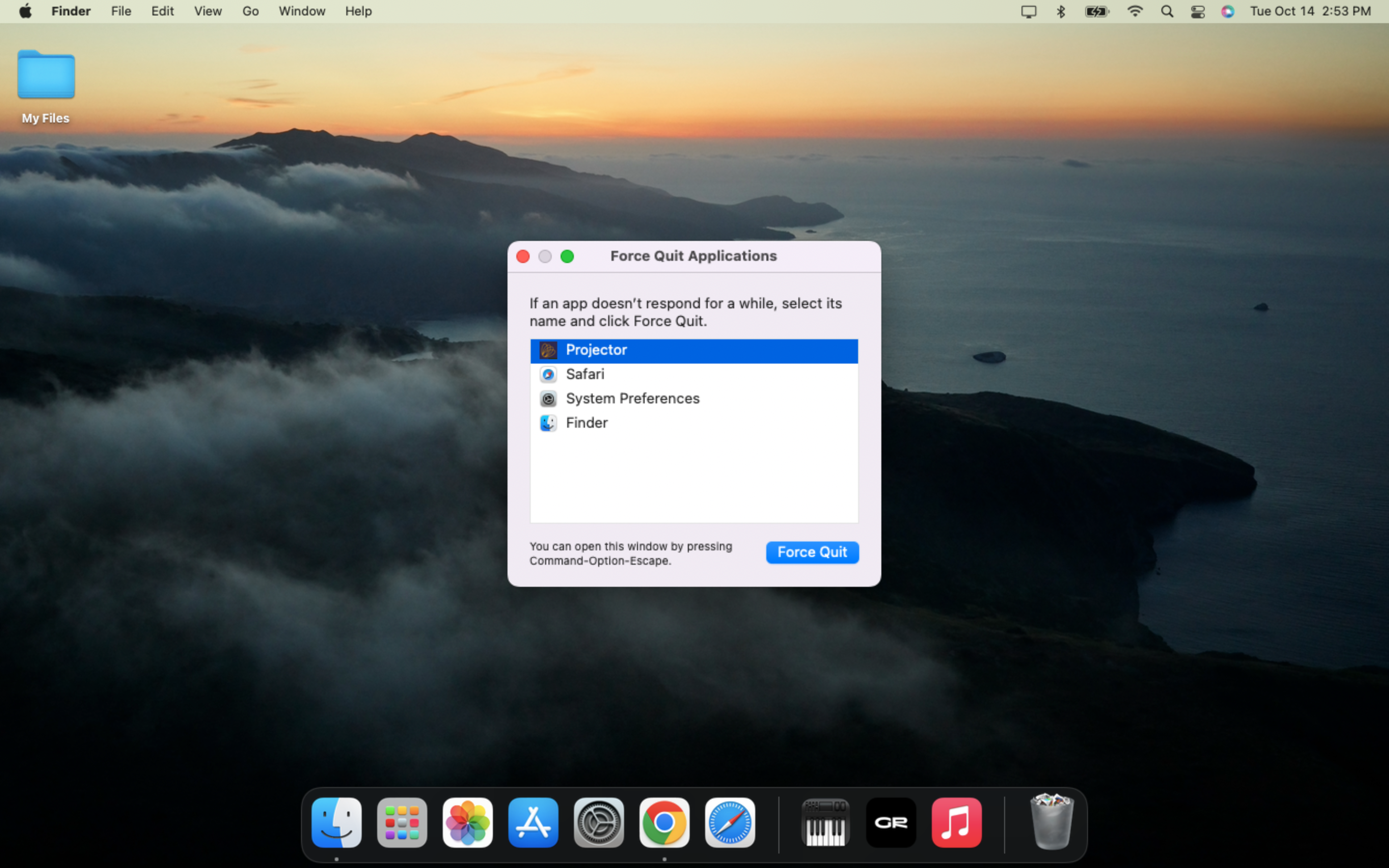 If you are running Projector, please quit it first. Use the Force Quit Applications dialog (accessed by typing option-command-esc).