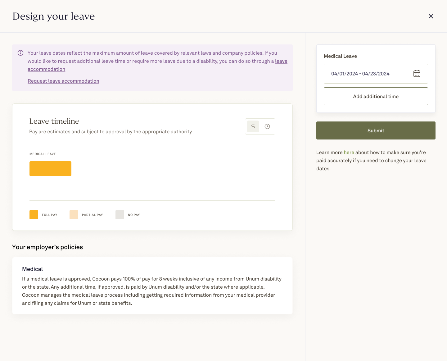 Employees can request a leave accommodation if they've maxed out medical leave time