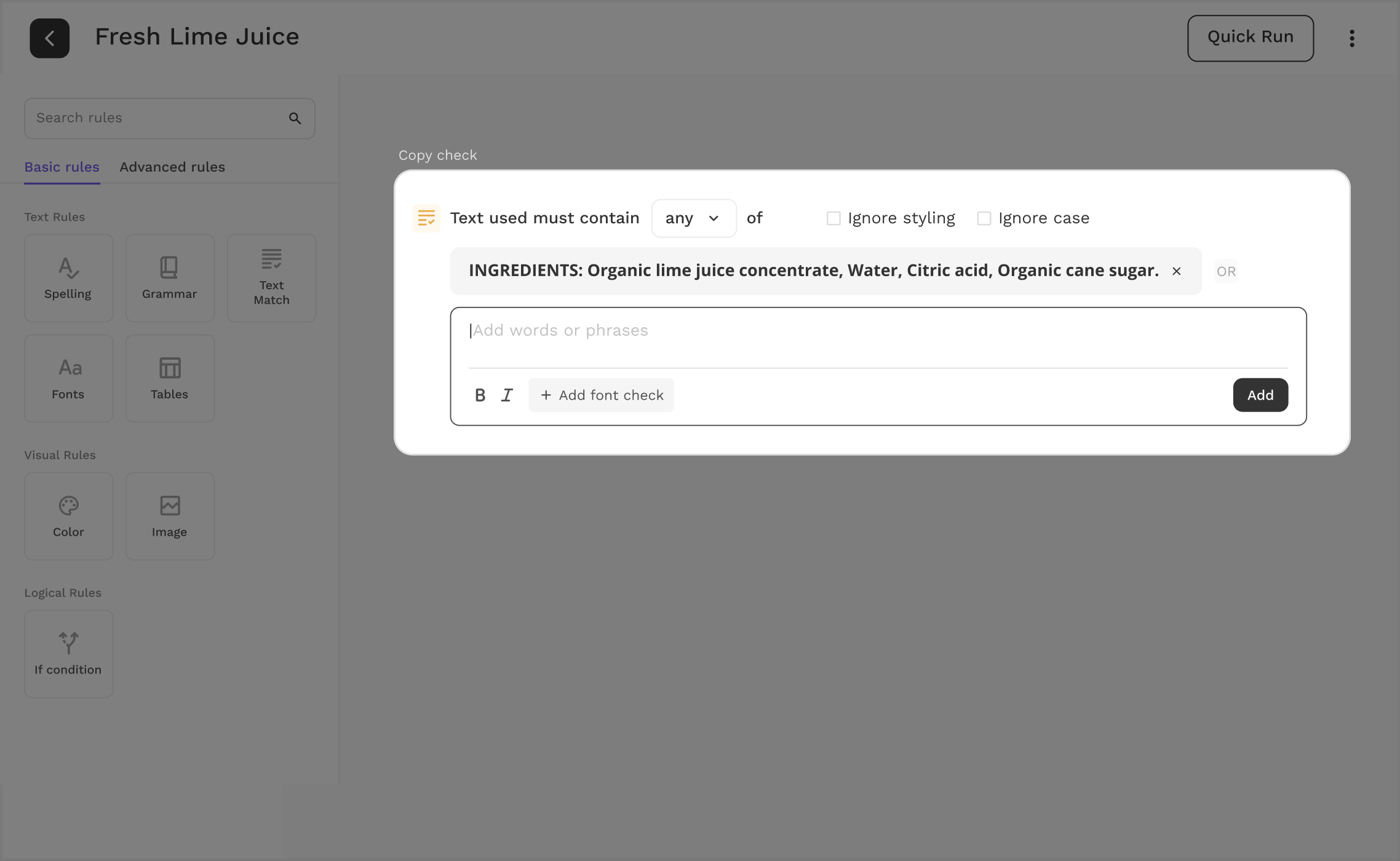 Assess text in your artwork from all angles with a ComplyAI-powered copy check!