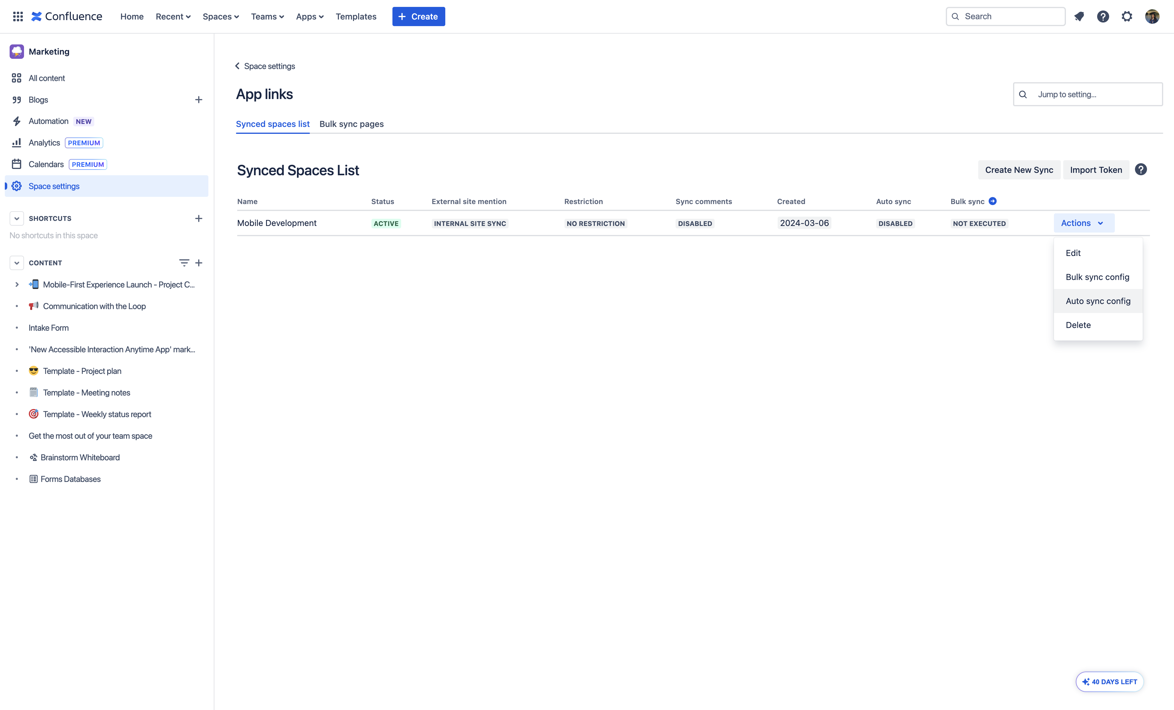 Select Auto sync config