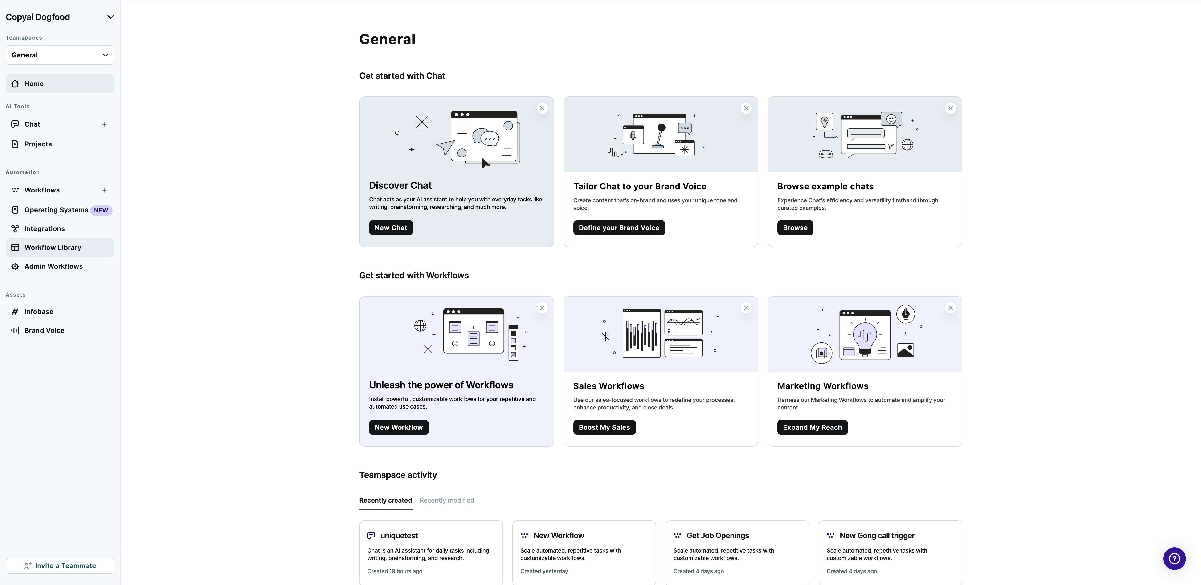 Pre-built Workflows are sorted by function, making it easy for users to get immediate time to value.