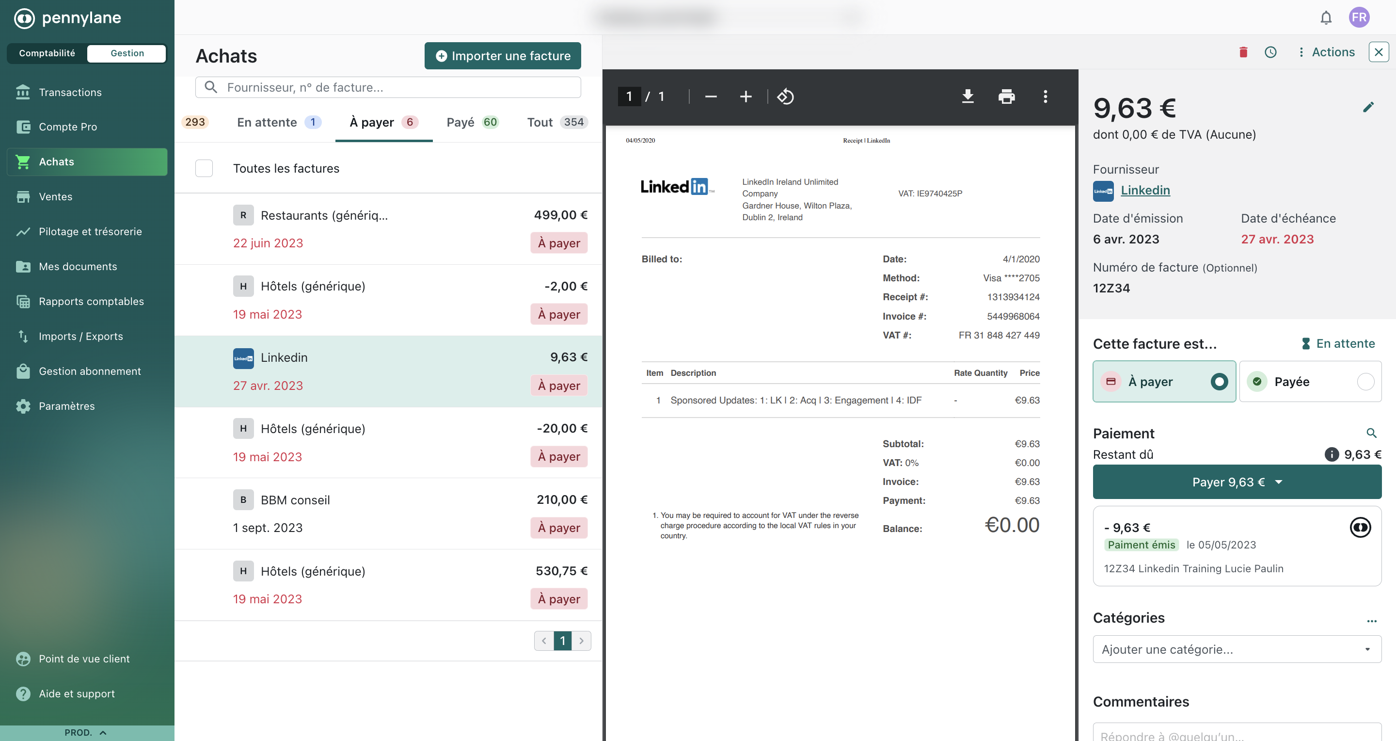 Payez en 1 clic via le Compte Pro Pennylane, via fichier XML ou via Qonto.