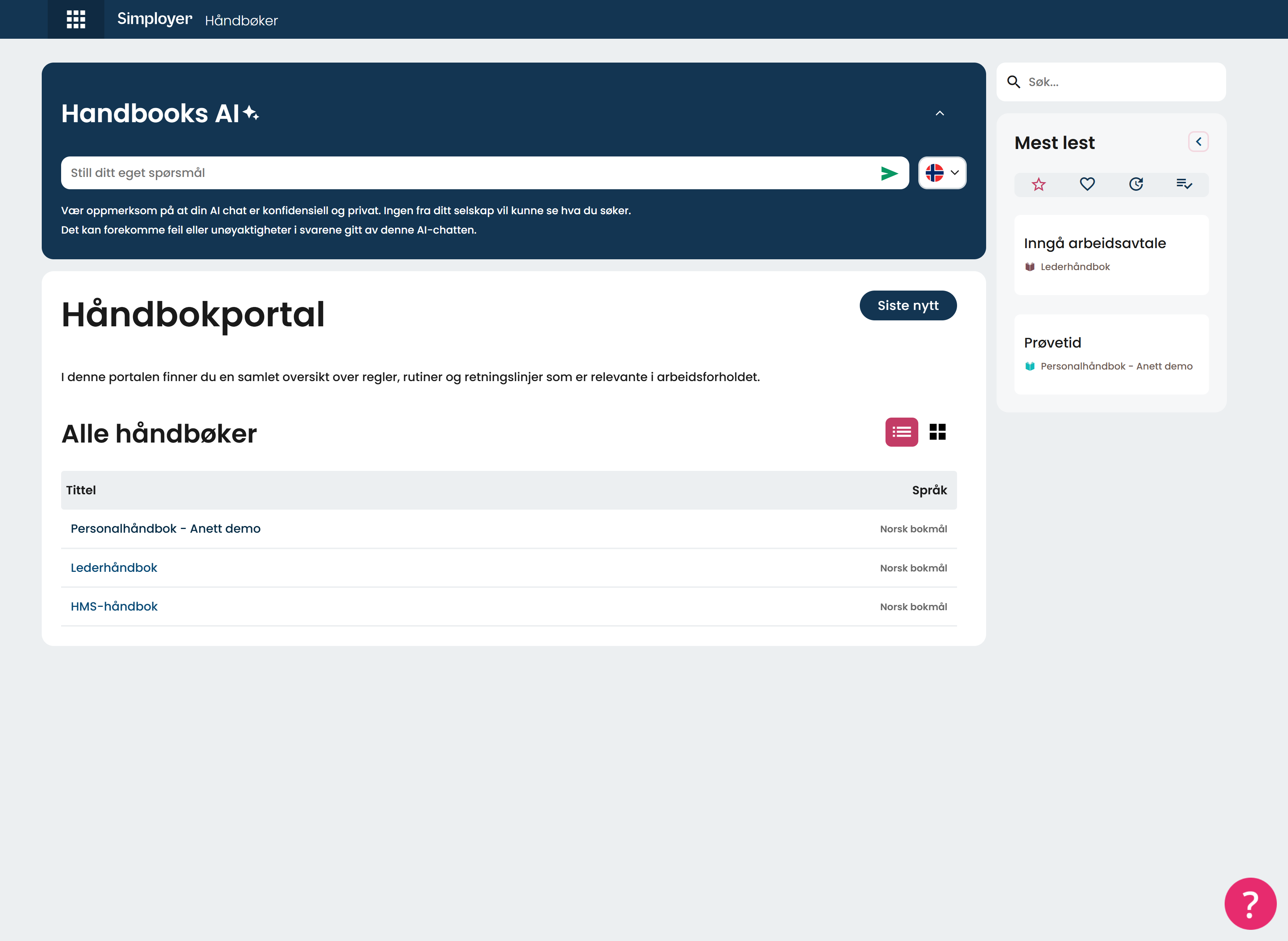 Start med å åpne den håndboken du ønsker å redigre