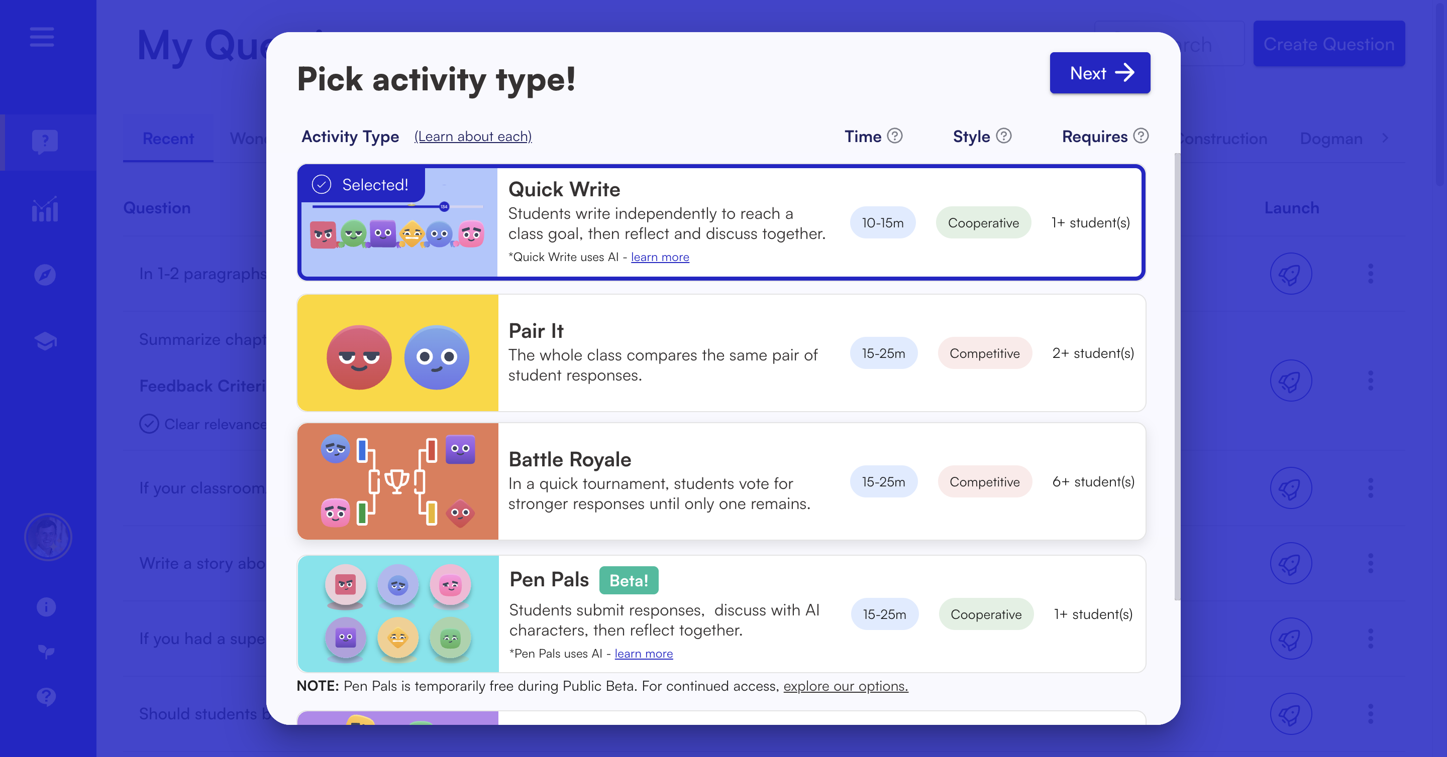Random Emoji Power Paragraph works with every Short Answer activity. For this demo, we'll use Battle Royale.