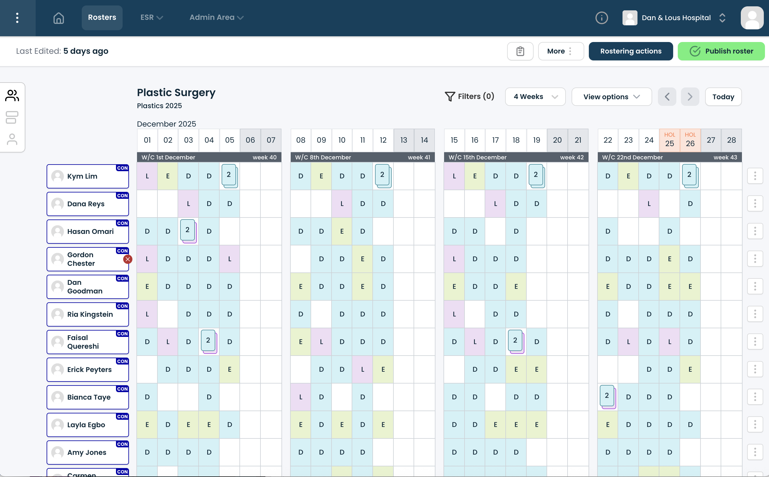 With Patchwork, you can publish in parts - minimising the need to create new rosters. 