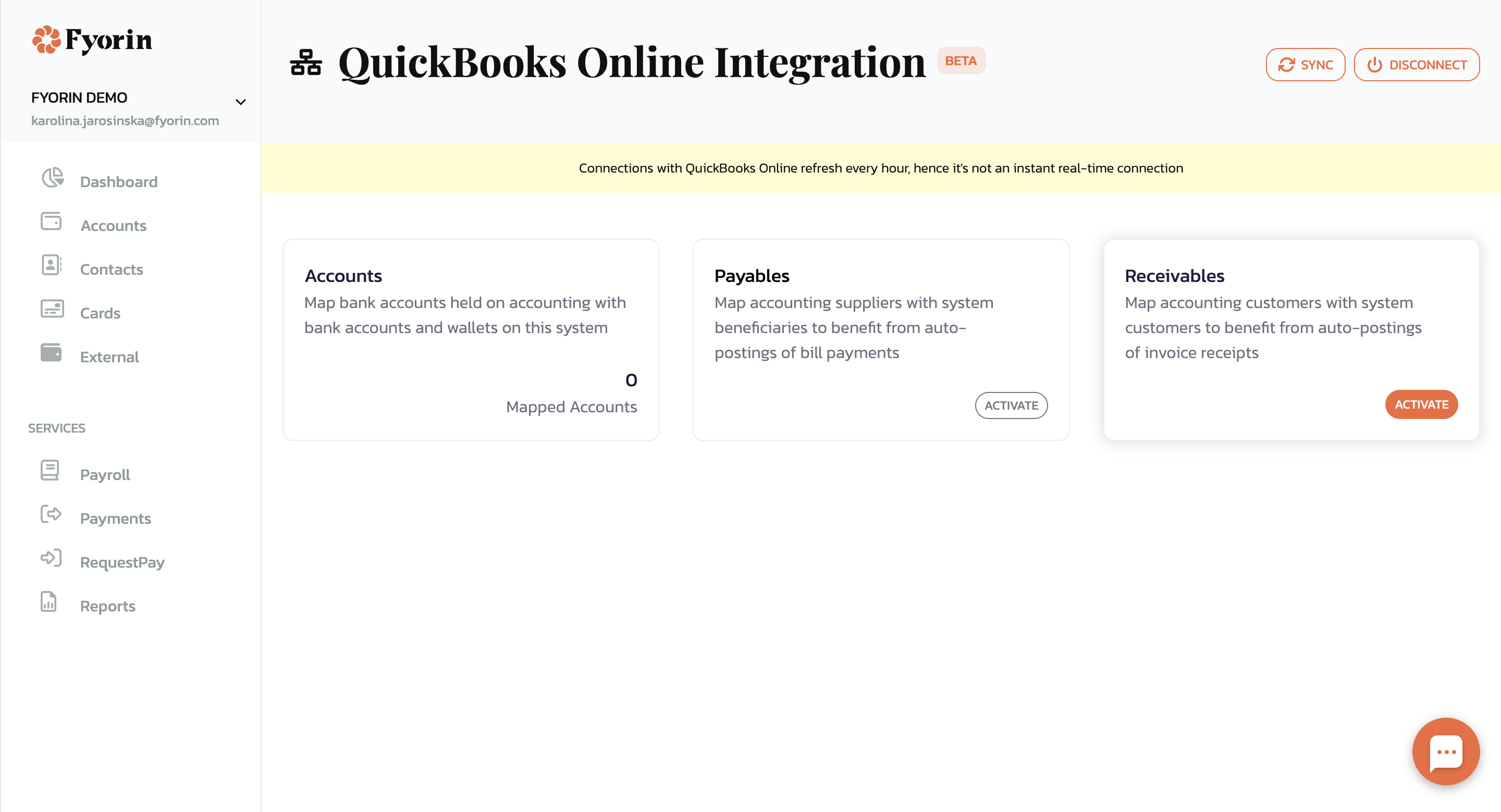 Once you connect QuickBooks you'd need to activate receivables and configurate it.